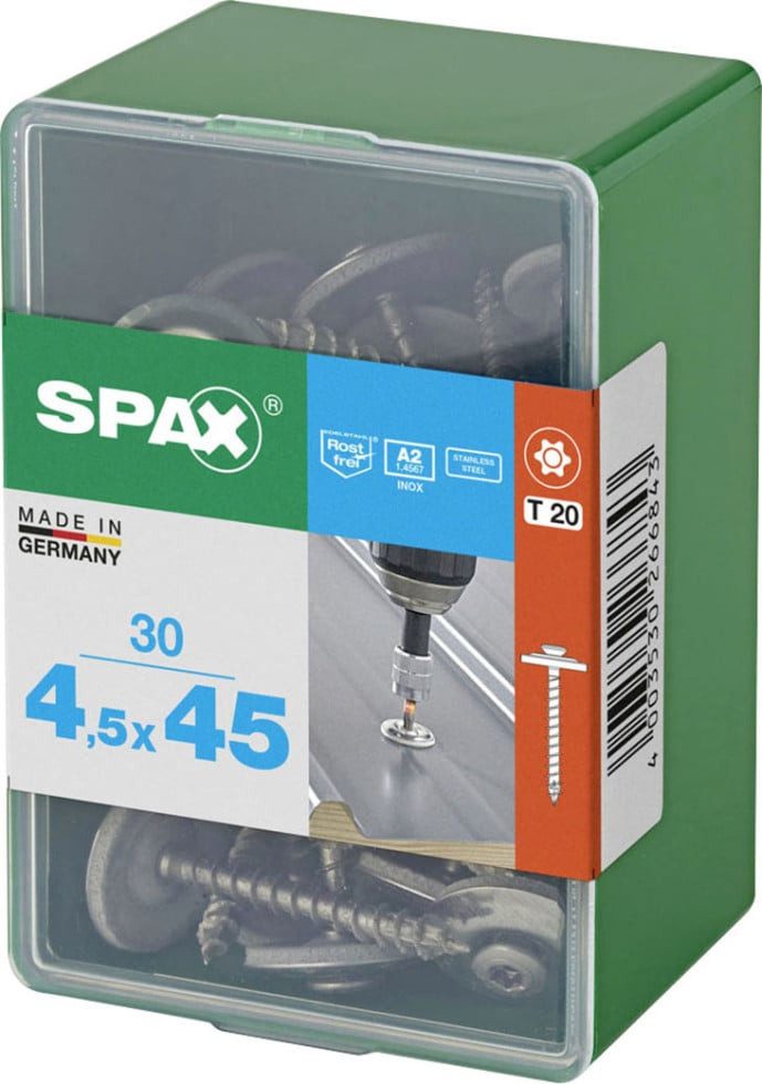 SPAX Spenglerschraube Spax Spenglerschrauben 4,5 x 45 mm T20 Vollgewinde