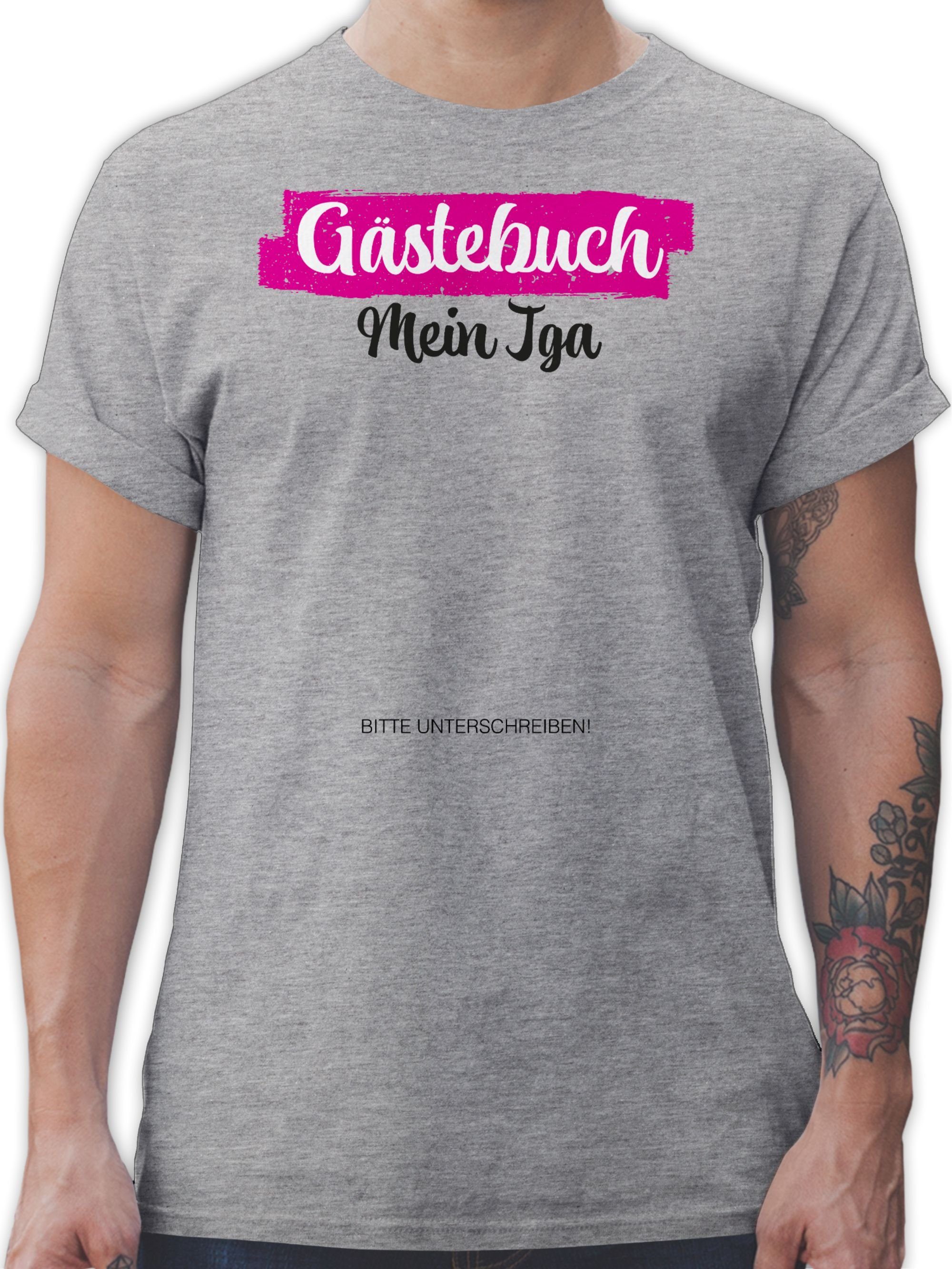 Shirtracer T-Shirt JGA Gästebuch I Gästeliste Unterschreiben JGA Männer 02 Grau meliert