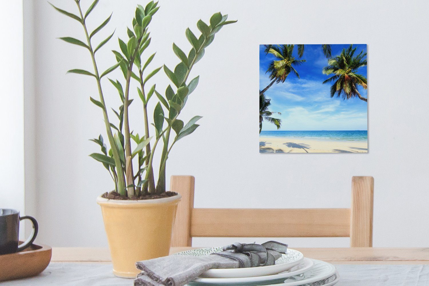 OneMillionCanvasses® Leinwandbild Palmen Schlafzimmer (1 - Wohnzimmer Meer, Bilder - Leinwand für Strand St)