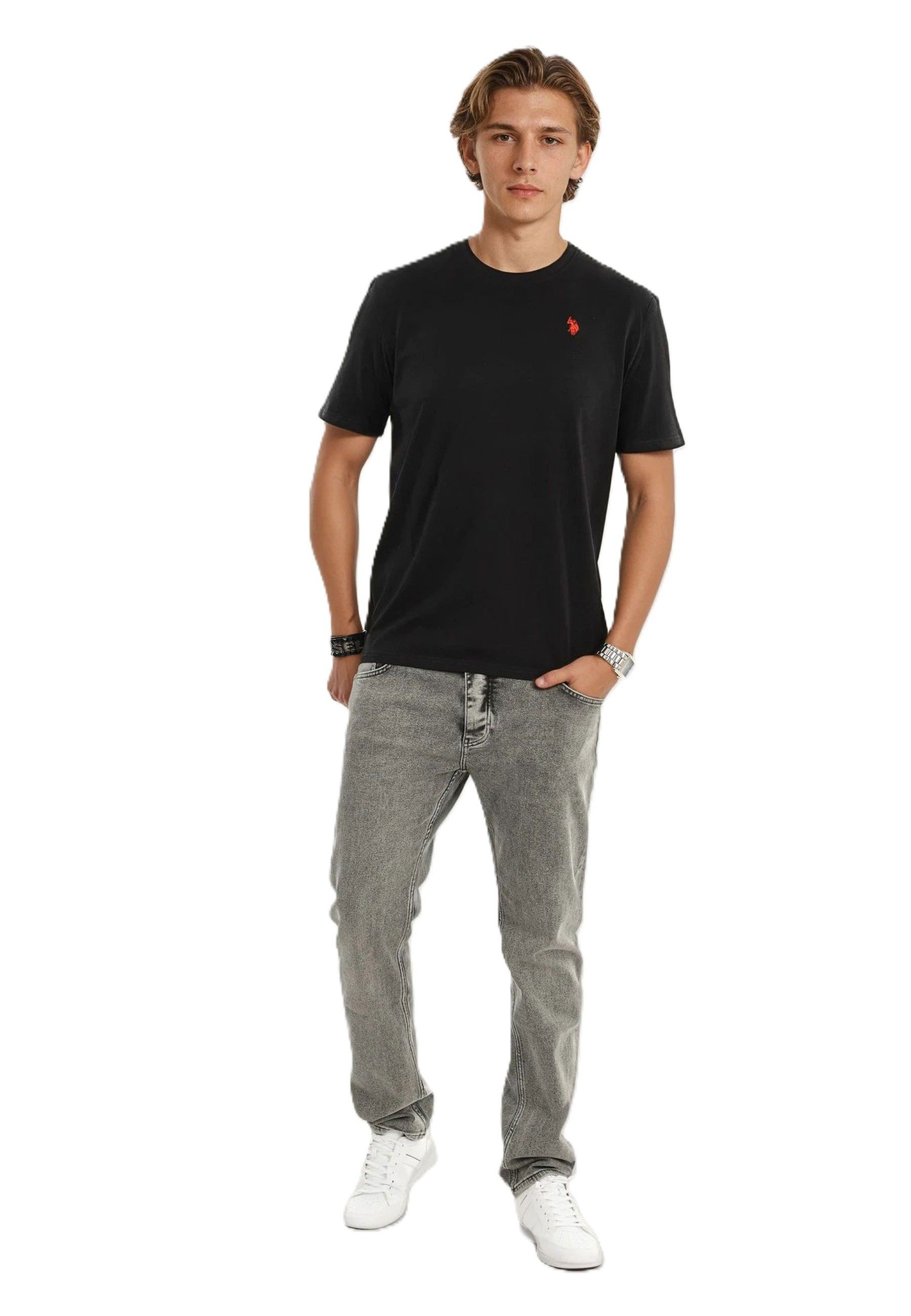 U.S. Polo Assn. T-Shirt T-Shirt USNaash – Herren Basic Shirt aus 100 % Baumwolle Klassischer Rundhalsausschnitt, weiches Material und Logo-Stickerei