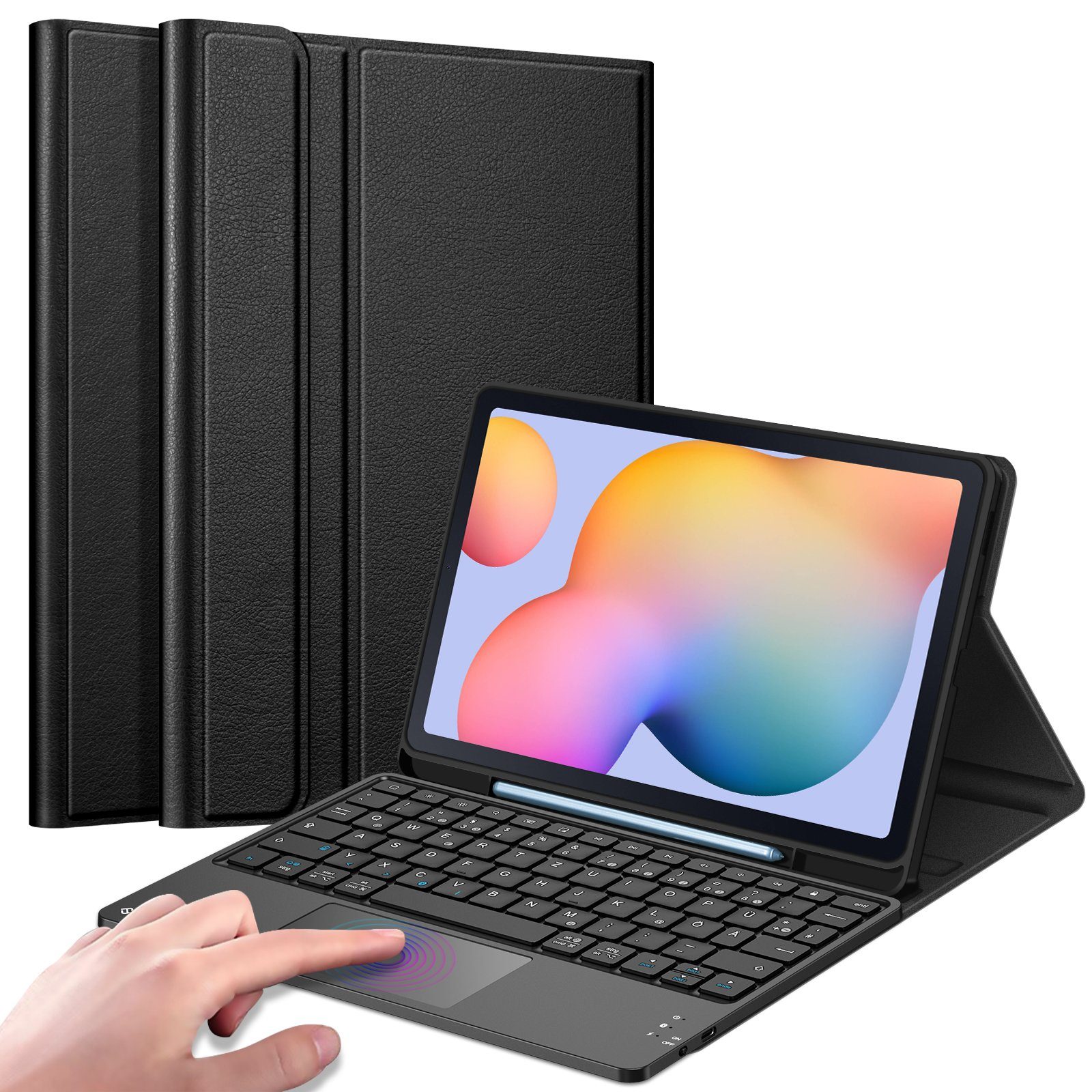Fintie Tablet-Hülle + Tastatur für Samsung Galaxy Tab S6 Lite 10,4 Zoll 2024/2022/2020, mit Magnetisch Abnehmbarer Deutscher Tastatur und Touchpad Keyboard