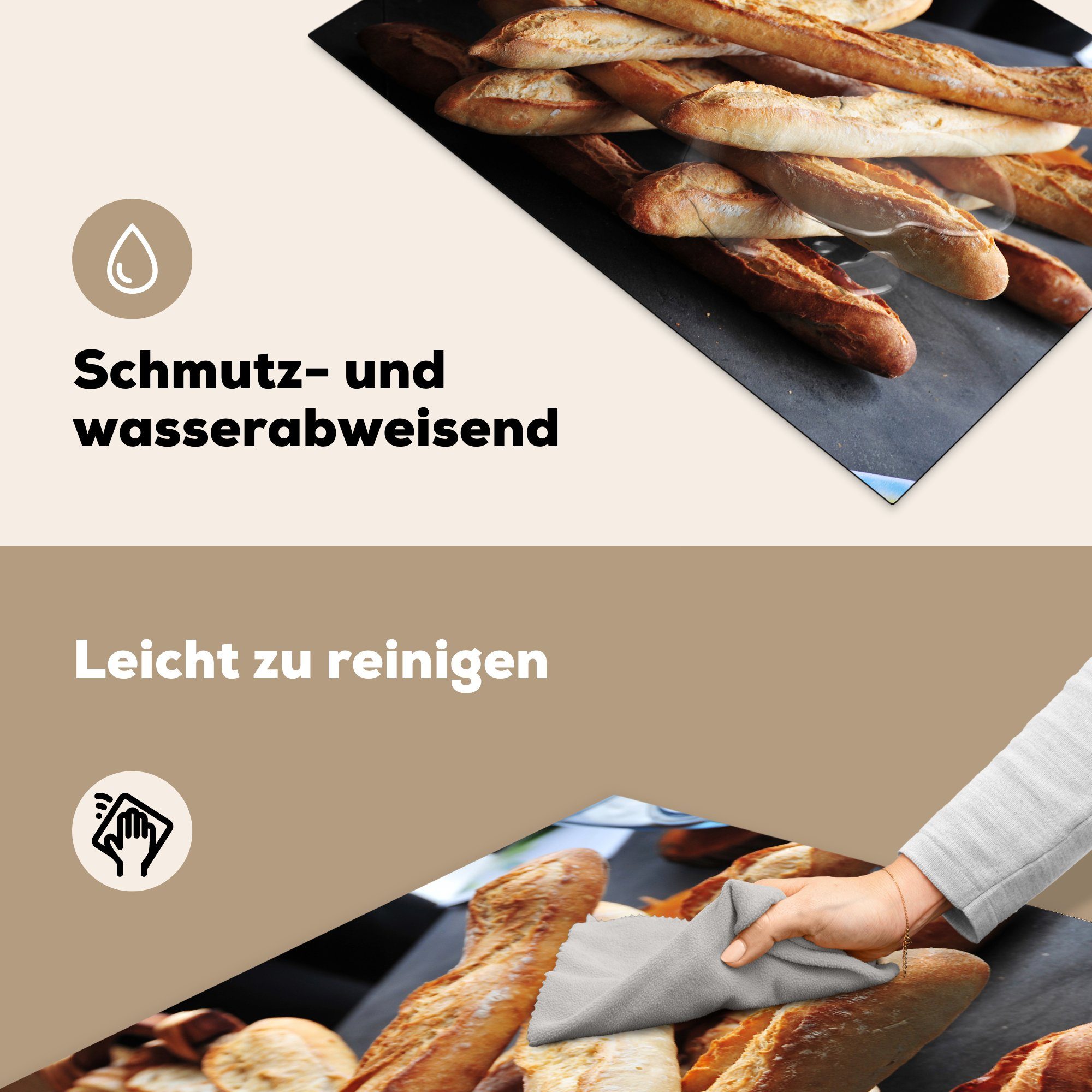 küche, Ceranfeldabdeckung 81x52 (1 tlg), Gestapelte Vinyl, cm, Schutz für Induktionskochfeld MuchoWow die Herdblende-/Abdeckplatte Baguettes,