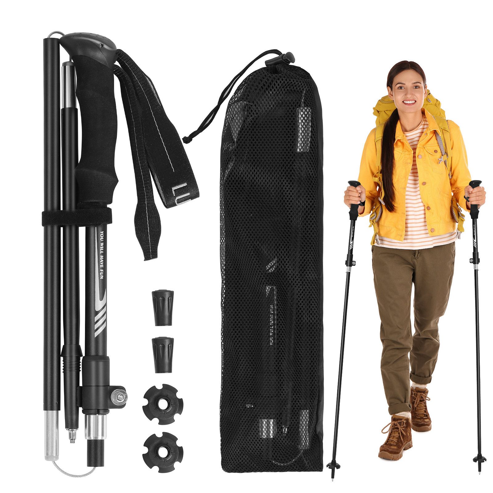Wanderstöcke Ultraleichter Trekkingstock aus 7050 Aluminium, Verstellbar 115–135 cm