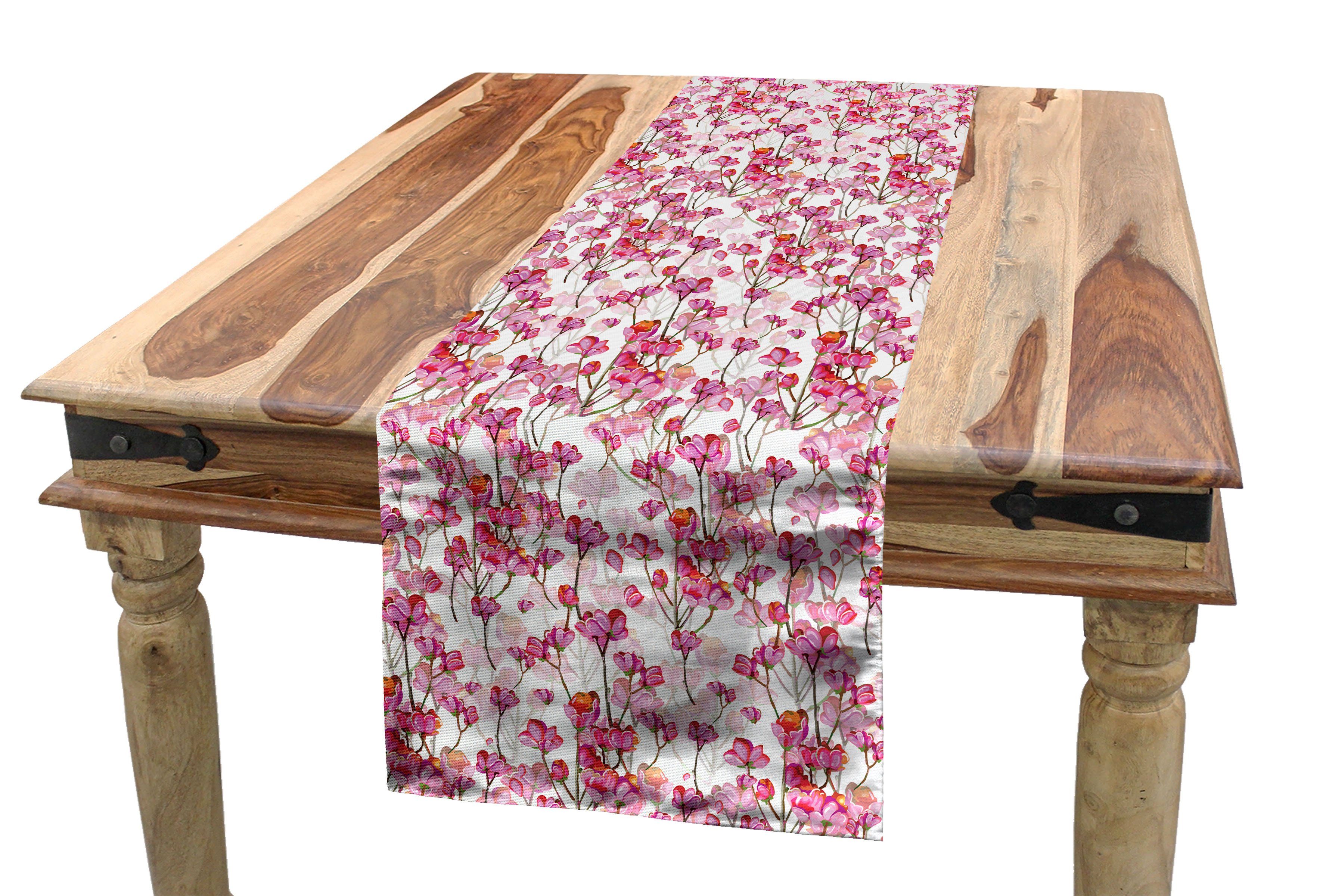Abakuhaus Tischläufer Esszimmer Küche Rechteckiger Dekorativer Tischläufer, Kirschblüte Bubbly Petals