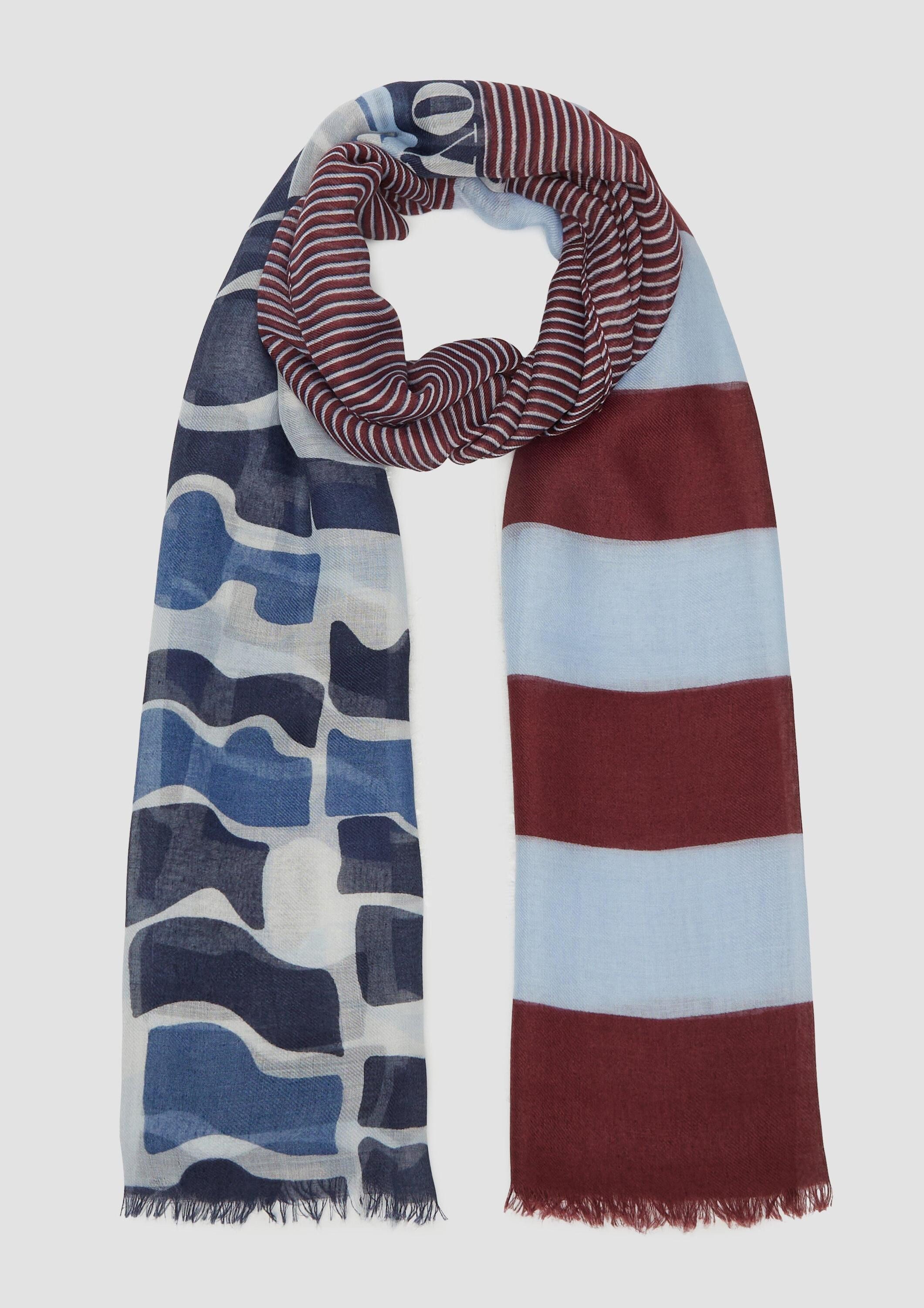 s.Oliver Schal Tuch, Schal mit Streifen-Artwork günstig online kaufen