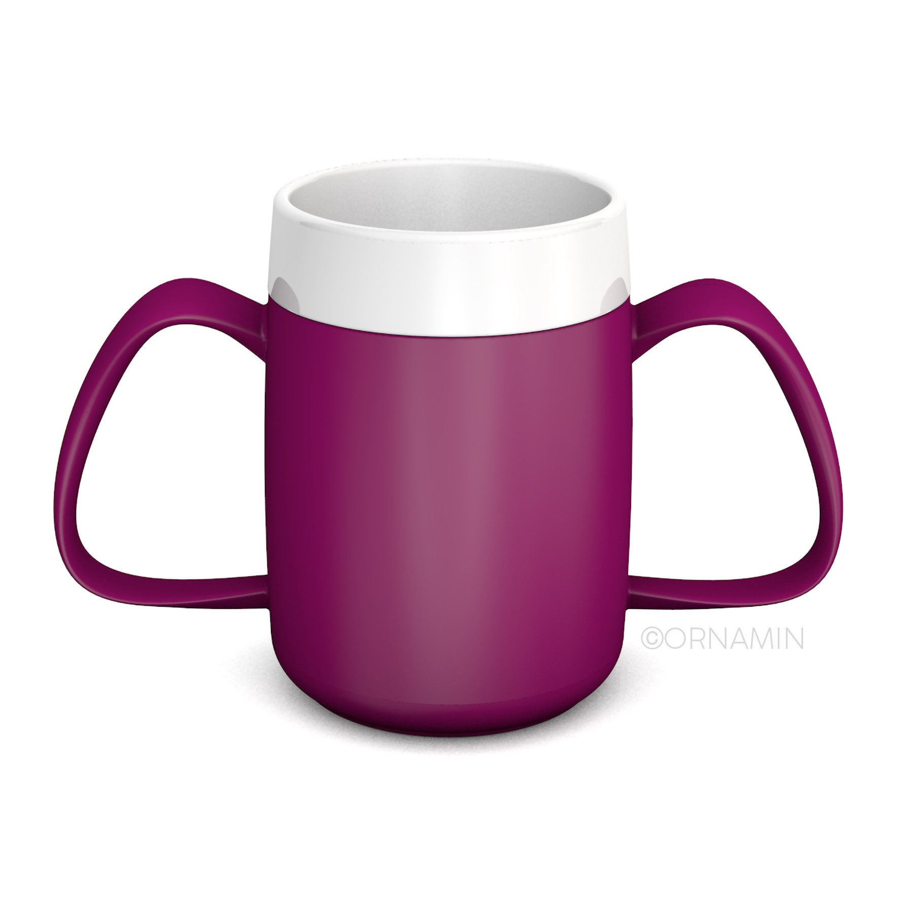 Ornamin Schnabelbecher 2-Henkel-Becher mit Trink-Trick und Schnabelaufsatz/ Trinkaufsatz, 2-tlg., Kunststoff, Trinkhilfe l Alltagshilfe l Schnabeltasse l BPA-frei l Made in Germany