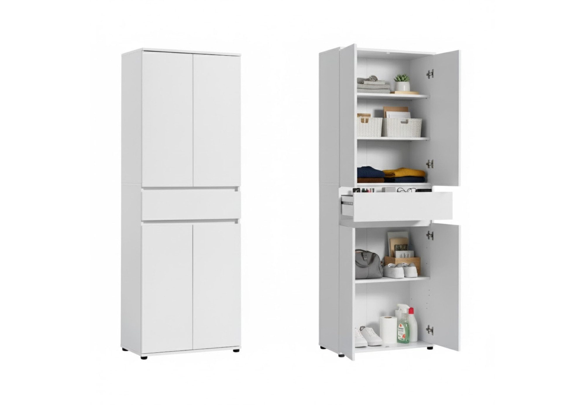 Home Collective Mehrzweckschrank Schrank 60 cm breit mit 4 Türen & Schublad günstig online kaufen