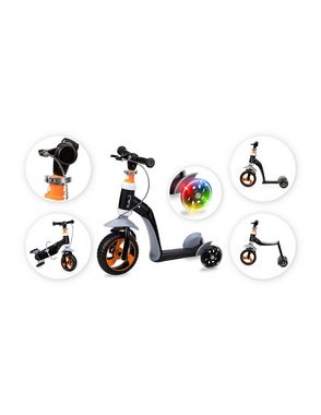 LeNoSa Dreiradscooter 2in1 Rutscher & Tretroller • Räder mit LED-Dioden Kinder Laufrad 18M+