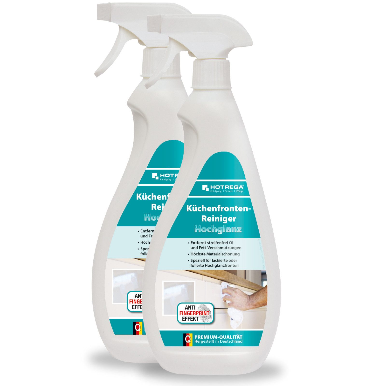 HOTREGA® Küchenfronten Reiniger Hochglanz Küchenreinigung, Reiniger 1500ml Küchenreiniger