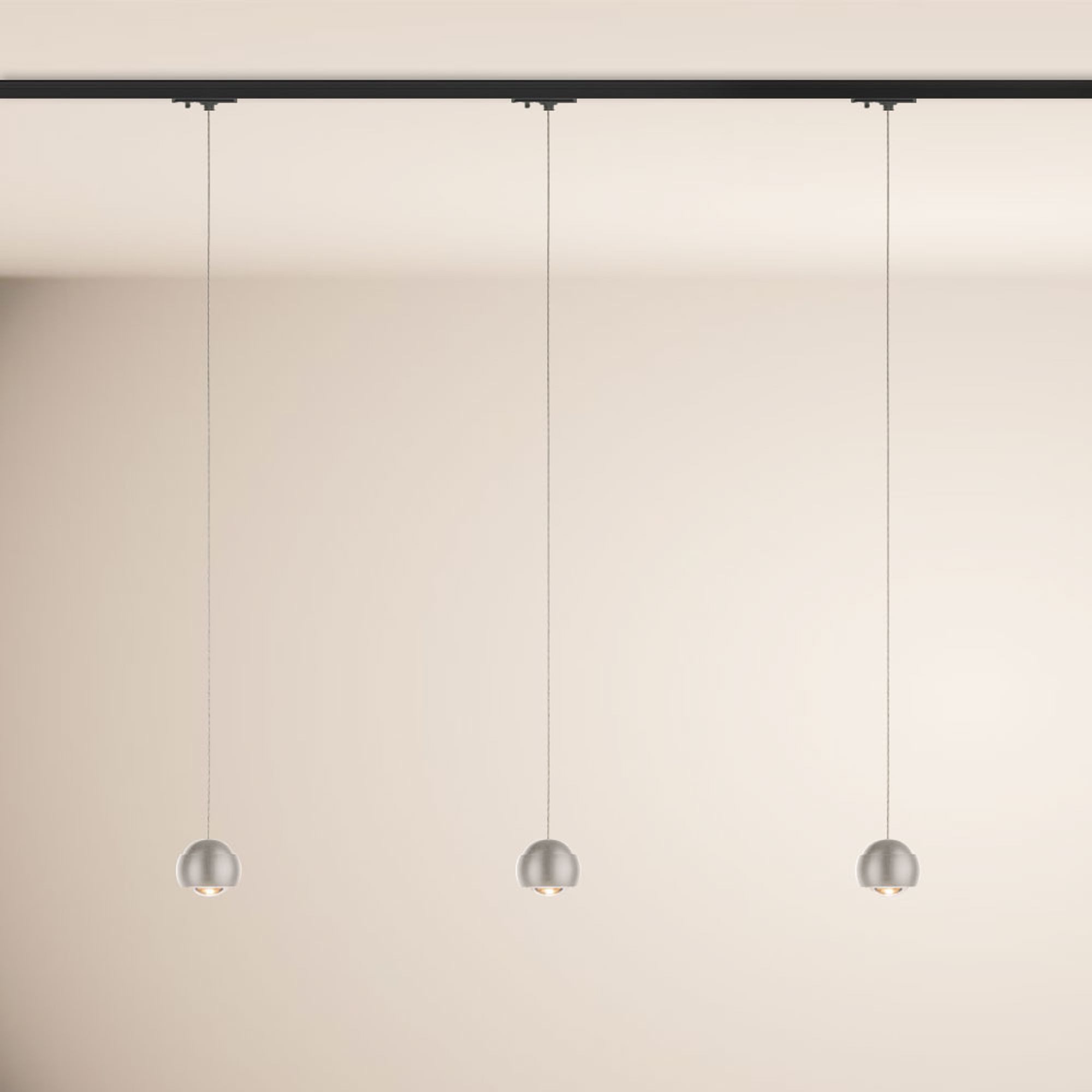 s.luce Pendelleuchte Beam LED 1-Phase-Schiene 200cm Esszimmerlampe Endeinspeiser Aluminium, Warmweiß