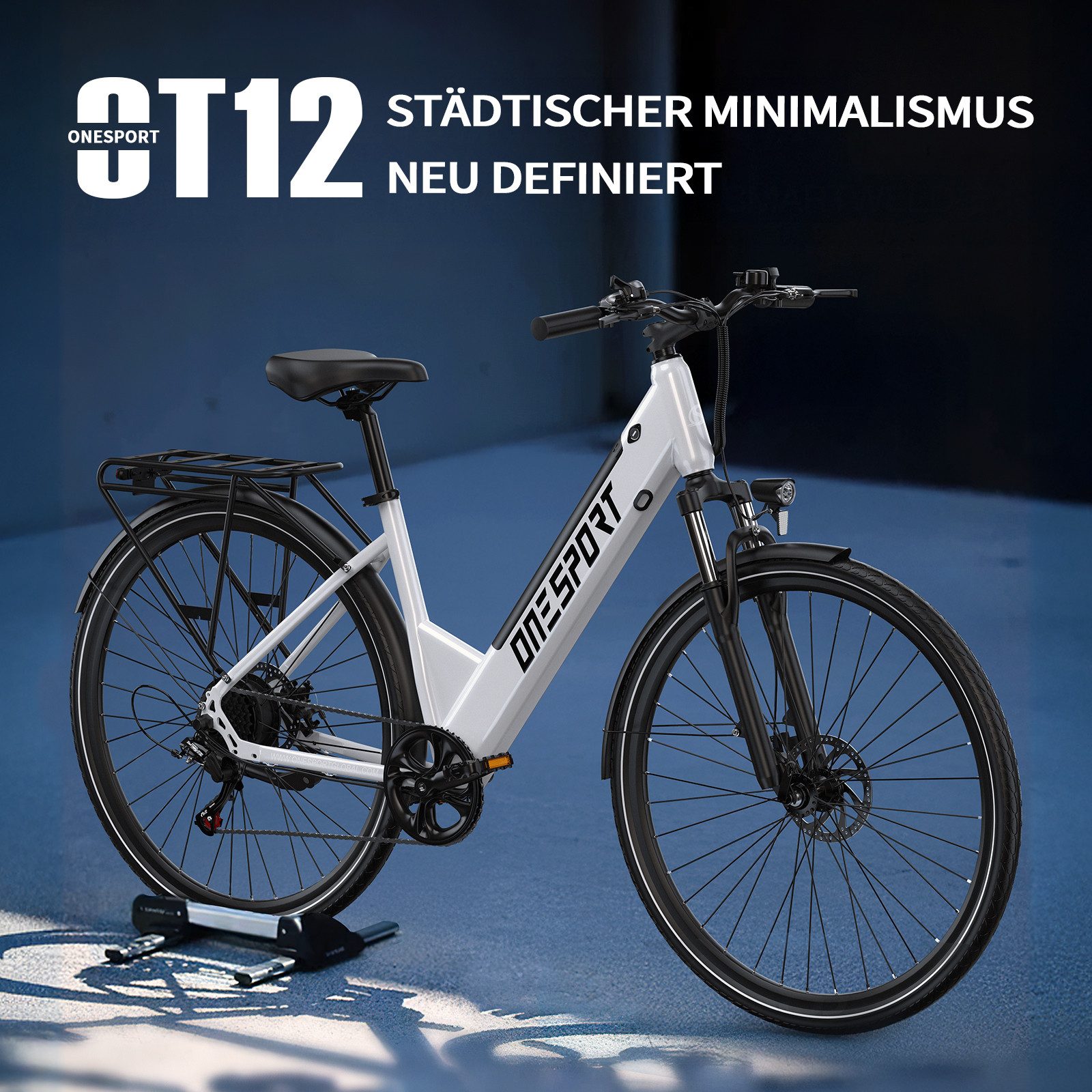 Onesport E-Bike Cityrad OT12 e bike für herren u.damen 468Wh 13AH 36V 250W 28 zoll, Kettenschaltung, Heckmotor, 468 Wh, E-Citybike mit 468Wh abnehmbarer Akku, 250W 36V