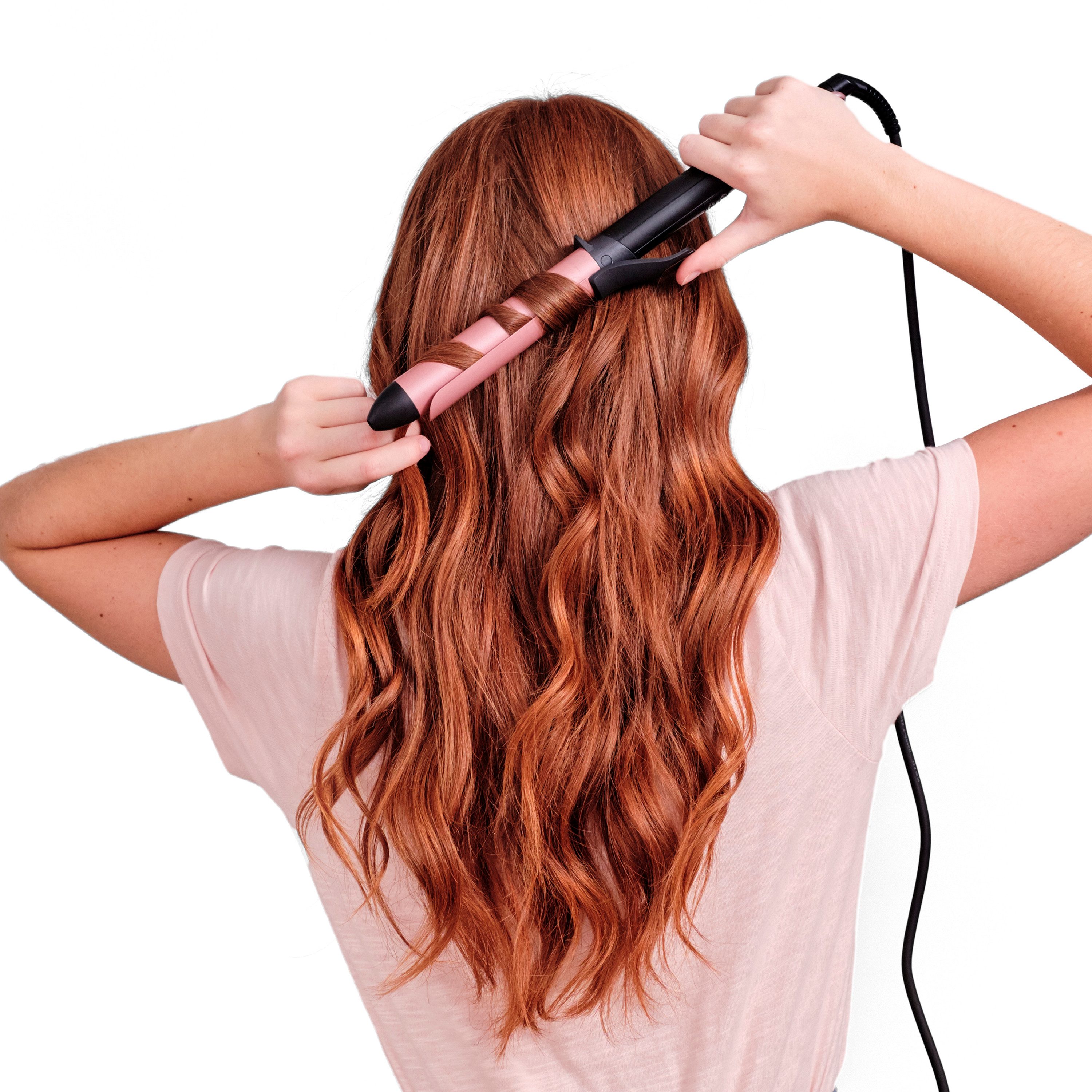 BaByliss Lockenstab 32mm Lockenstab mit Klammer für große Locken/Wellen, C452E, Quarz-Keramikbeschichtung, 6 Temperaturstufen, für alle Haartypen rosa|schwarz