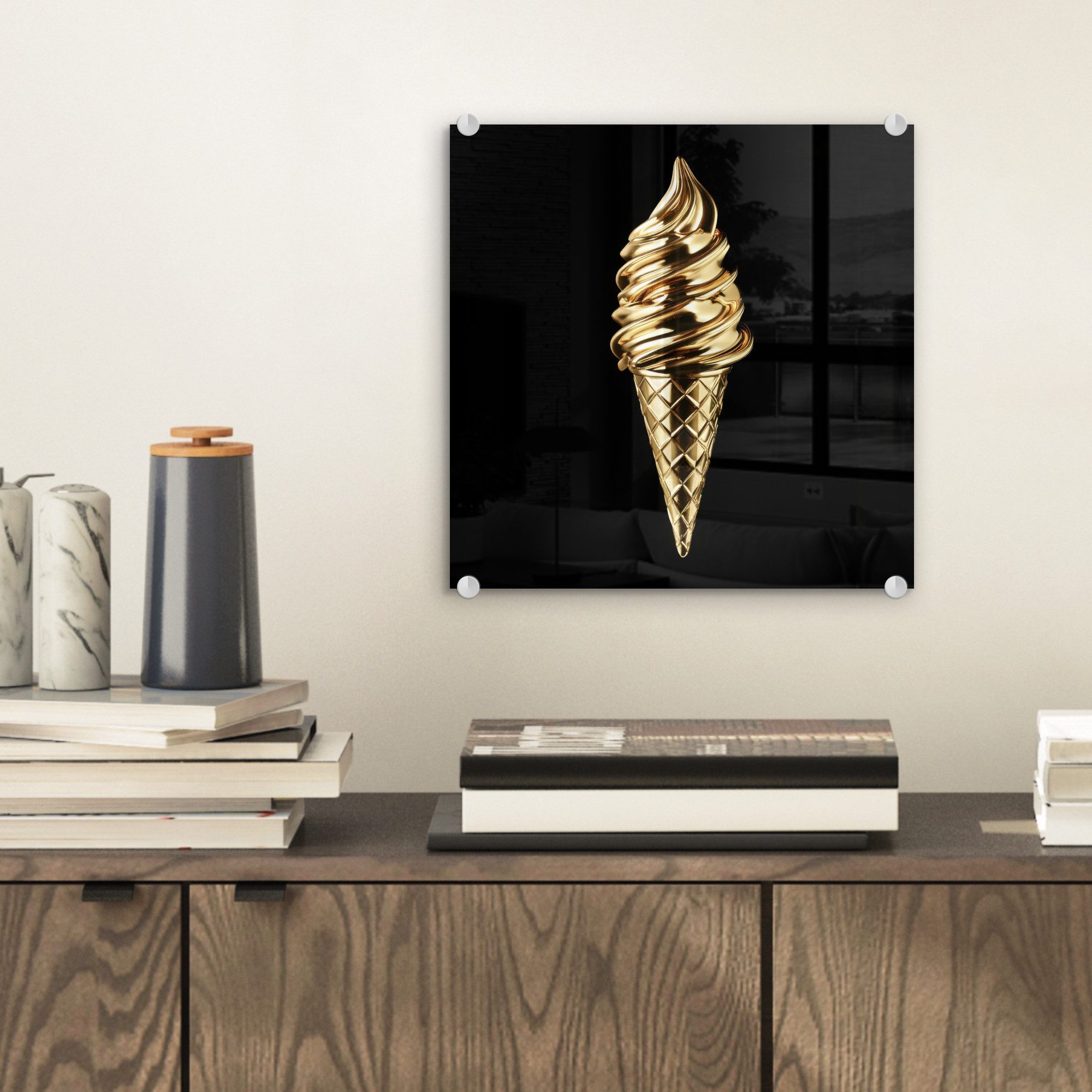 MuchoWow Acrylglasbild Eiscreme - Gold - günstig online kaufen