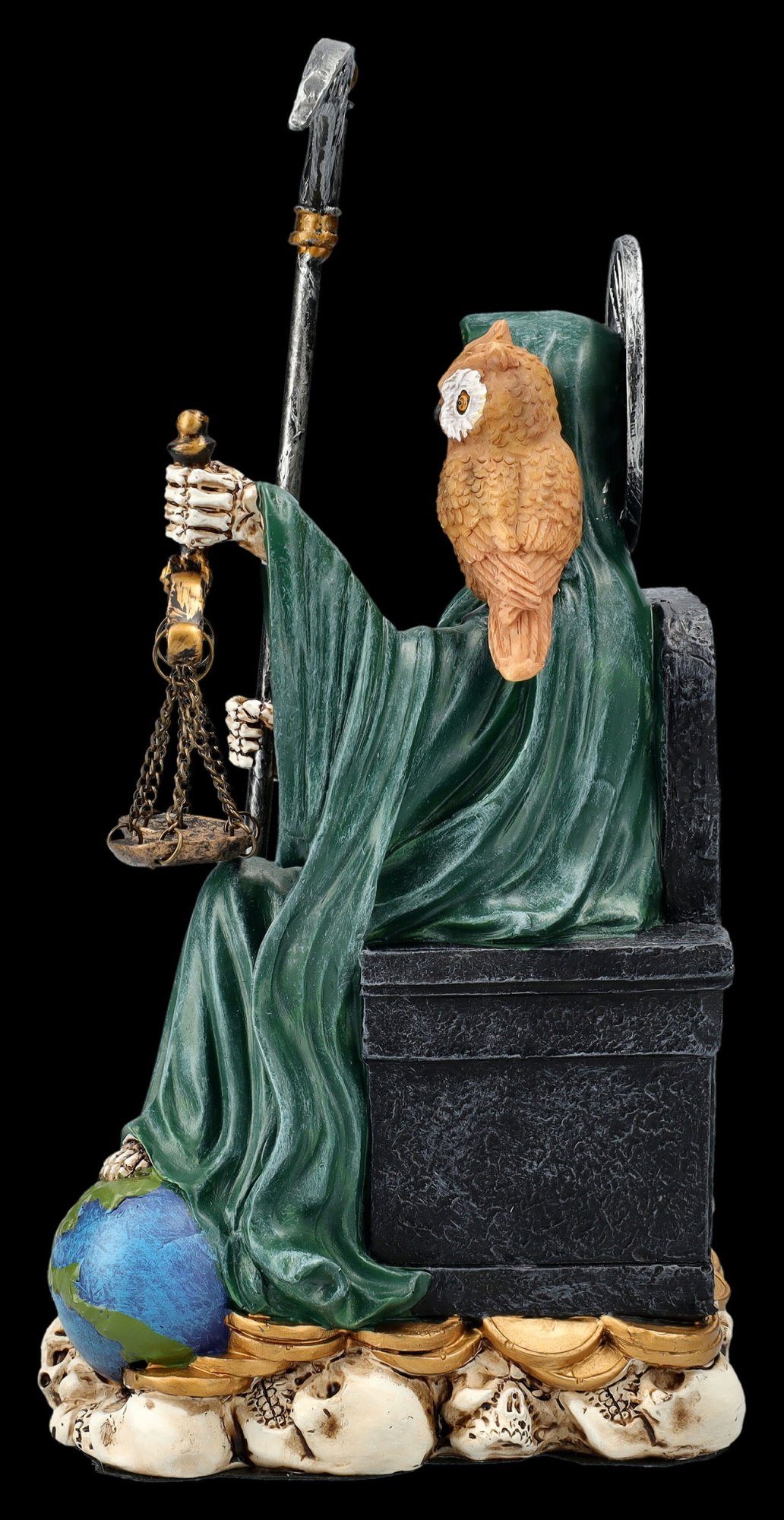 Figuren Shop GmbH Sitzende grün Santa - mystische Figur Muerte Figur Dekofigur Gothic Dekofigur