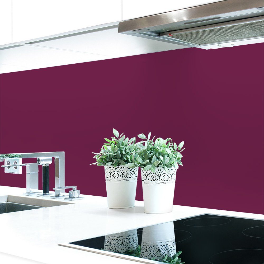 DRUCK-EXPERT Küchenrückwand Küchenrückwand Violetttöne Unifarben Premium Hart-PVC 0,4 mm selbstklebend Bordeauxviolett ~ RAL 4004