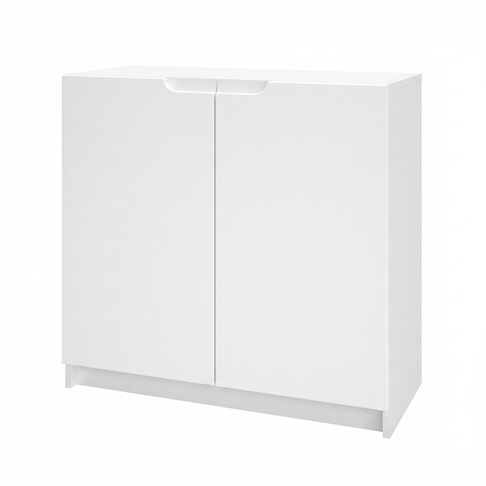 Vladon Kommode Logan (Kommode, mit 2 Türen), Weiß matt/Weiß matt (82 x 78 x 37 cm)
