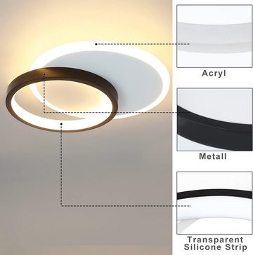 Nettlife LED Deckenleuchte Schwarz Deckenlampe Modern Acryl Rund Deckenbeleuchtung, LED fest integriert, Warmweiß, für Schlafzimmer Wohnzimmer Esszimmer Küche Flur, 12W