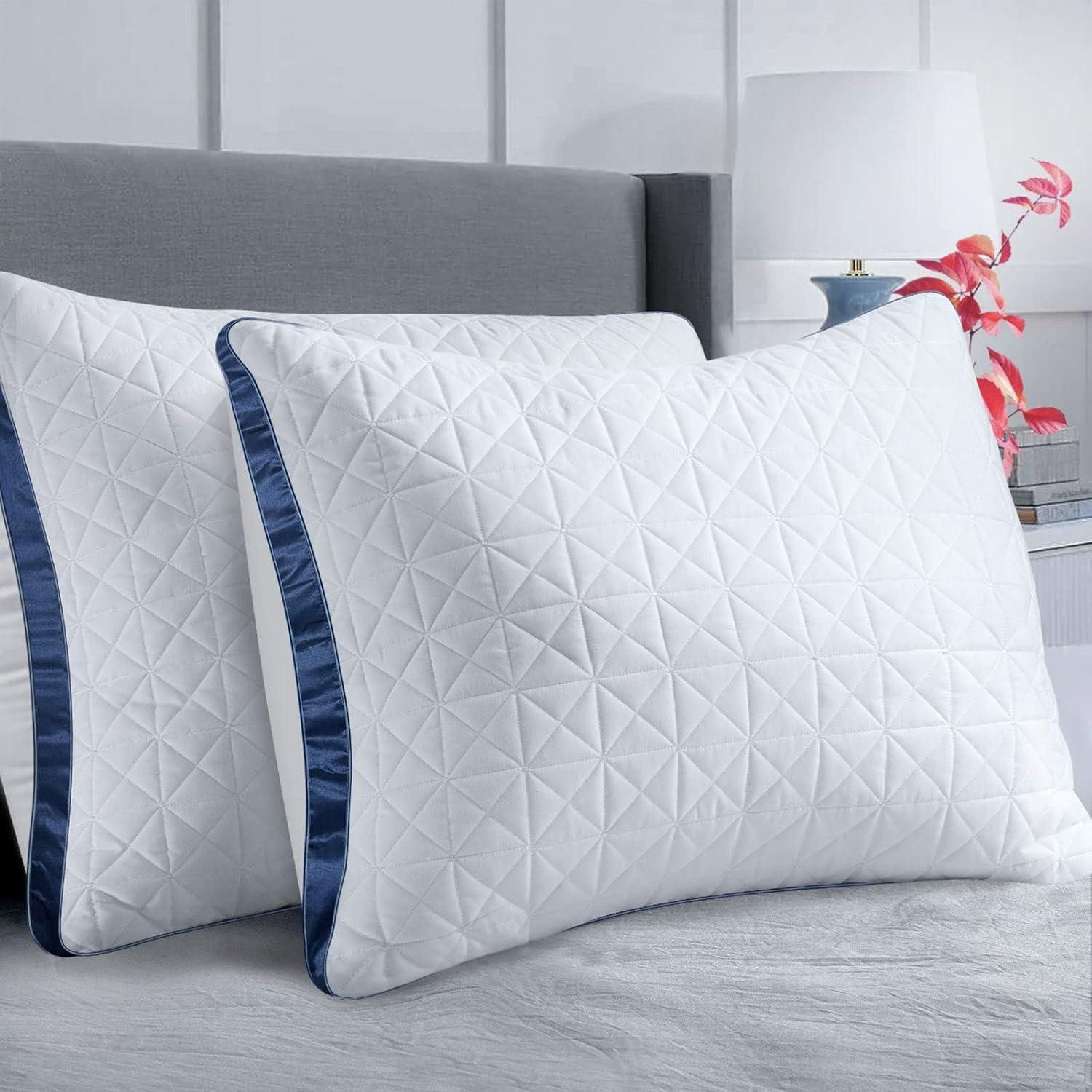 LuxusKollektion Microfaserkissen Kissen Kühlend Hotel Luxuskissen Daunen Marineblau 48 x 70 cm 2 Stück, Bezug: Microfaser