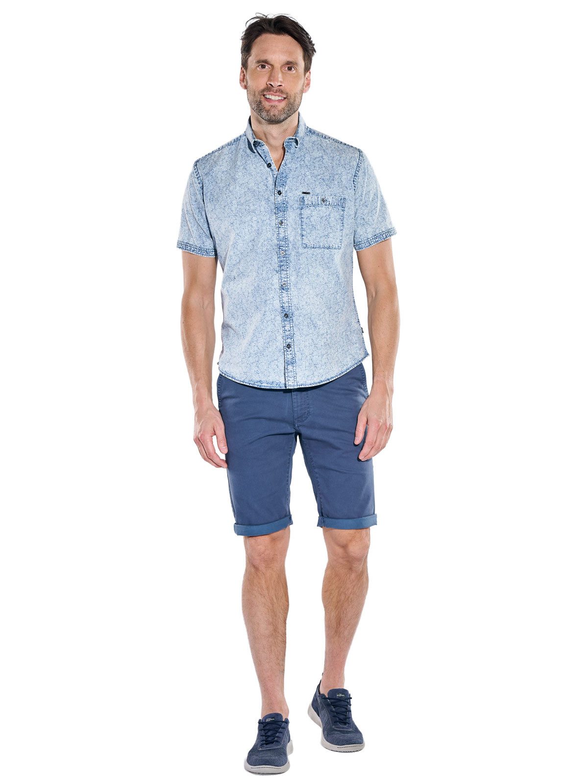 Engbers Kurzarmhemd Herren Kurzarmhemd mit bedruckter Denim Qualität, Indigoblau