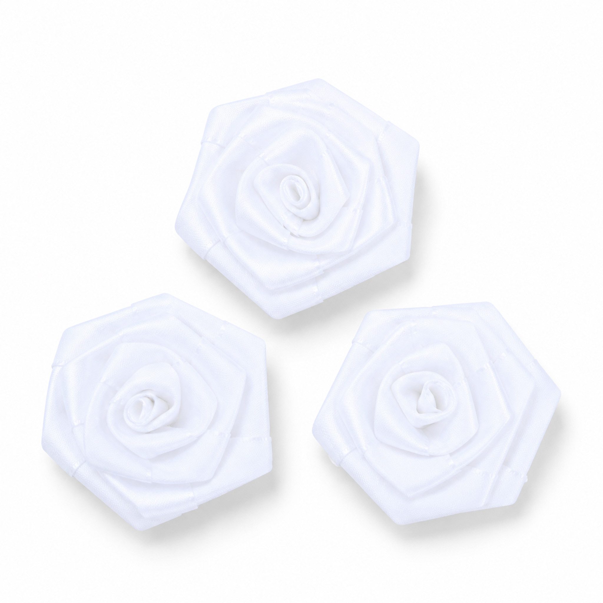 Creativery Streudeko, Satinrosen 6cm zum Basteln & Aufnähen 3 Stück Weiß