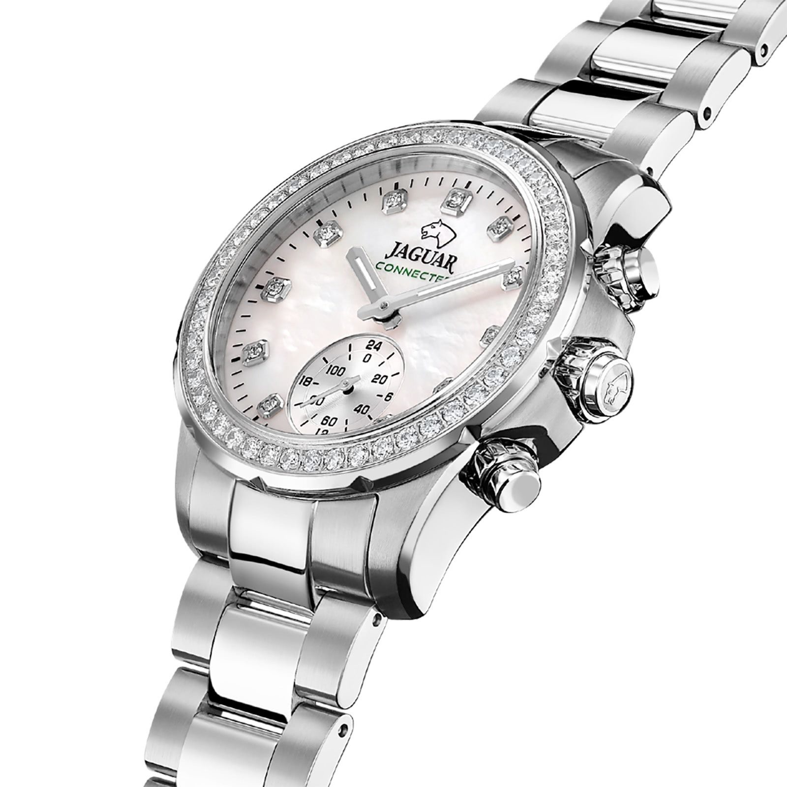 JAGUAR Multifunktionsuhr Jaguar Damenuhr Edelstahl silber Jaguar, (Multifunktionsuhr), Damen Armbanduhr rund, Edelstahlarmband silber