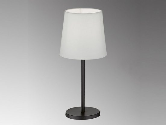 FHL easy! LED Nachttischlampe, kleine Stoff-Lampe Schwarz Lampenschirm Weiß rund – Designklassiker für die Fensterbank