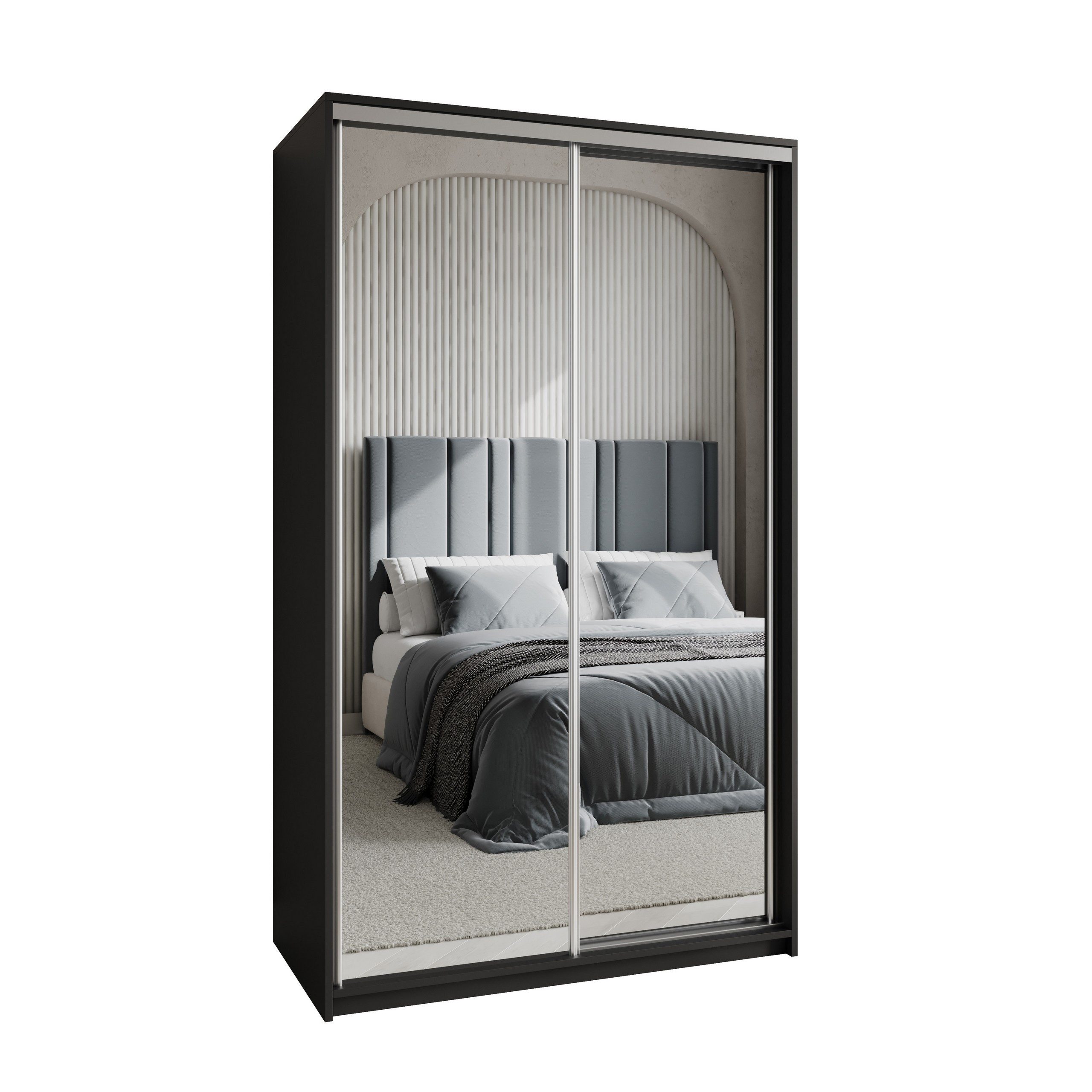 Masseno Schwebetürenschrank RIEN Kleiderschrank mit Spiegel und Schubladen Schlafzimmerschrank