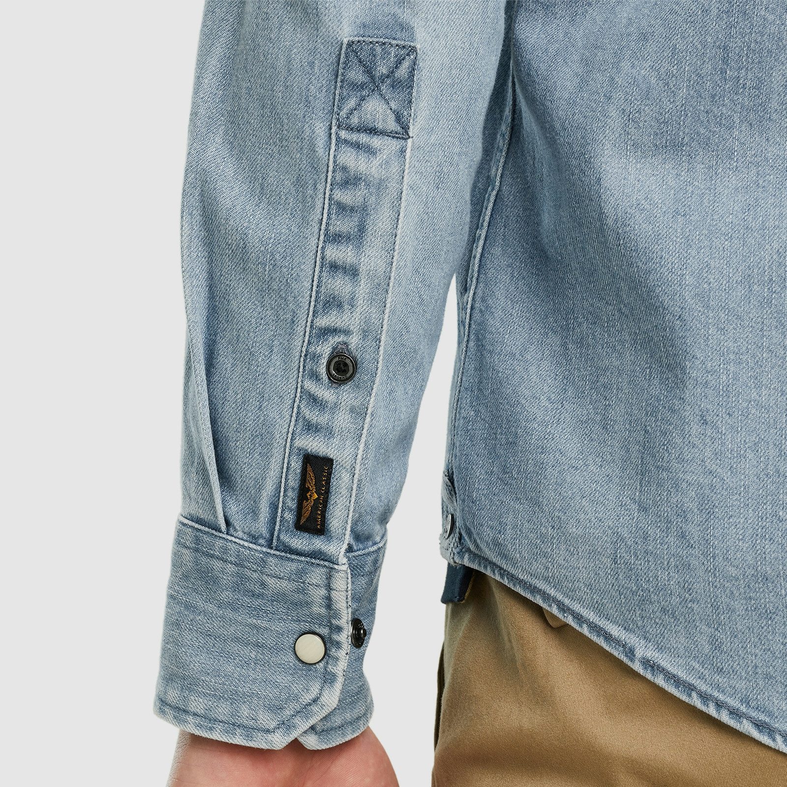 PME LEGEND Jeanshemd Long Sleeve Shirt Bleach Indigo denim mit Kentkragen