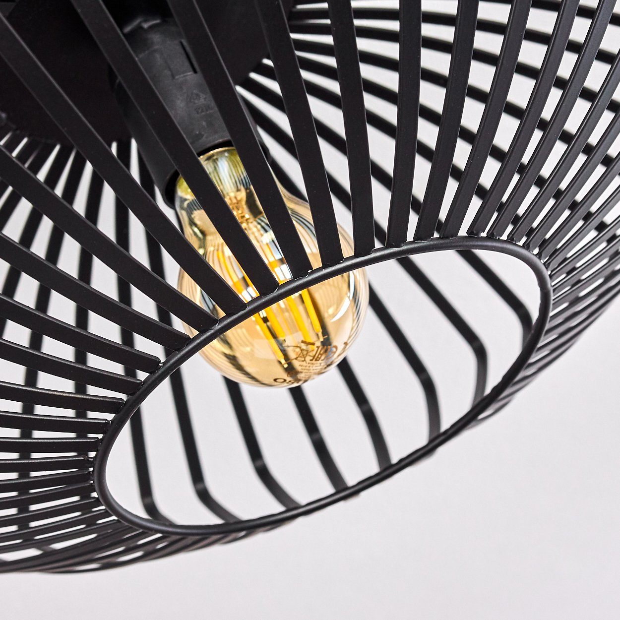hofstein Deckenleuchte »Pieris« Deckenlampe aus Metall in Schwarz, ohne Leuchtmittel, E27, Leuchte m. Gitter u. Lichteffekt an der Decke