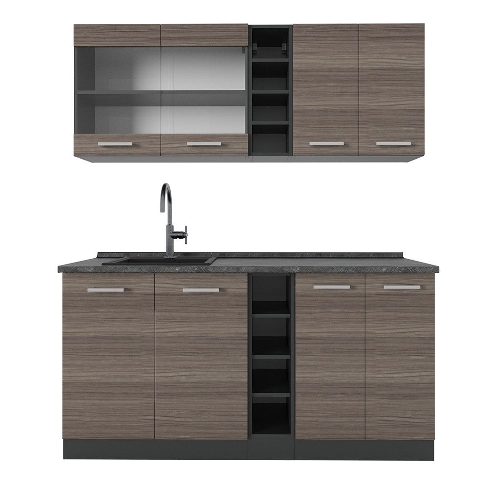 Vicco Küchenzeile R-Line, Edelgrau/Anthrazit, 160 cm, günstig online kaufen