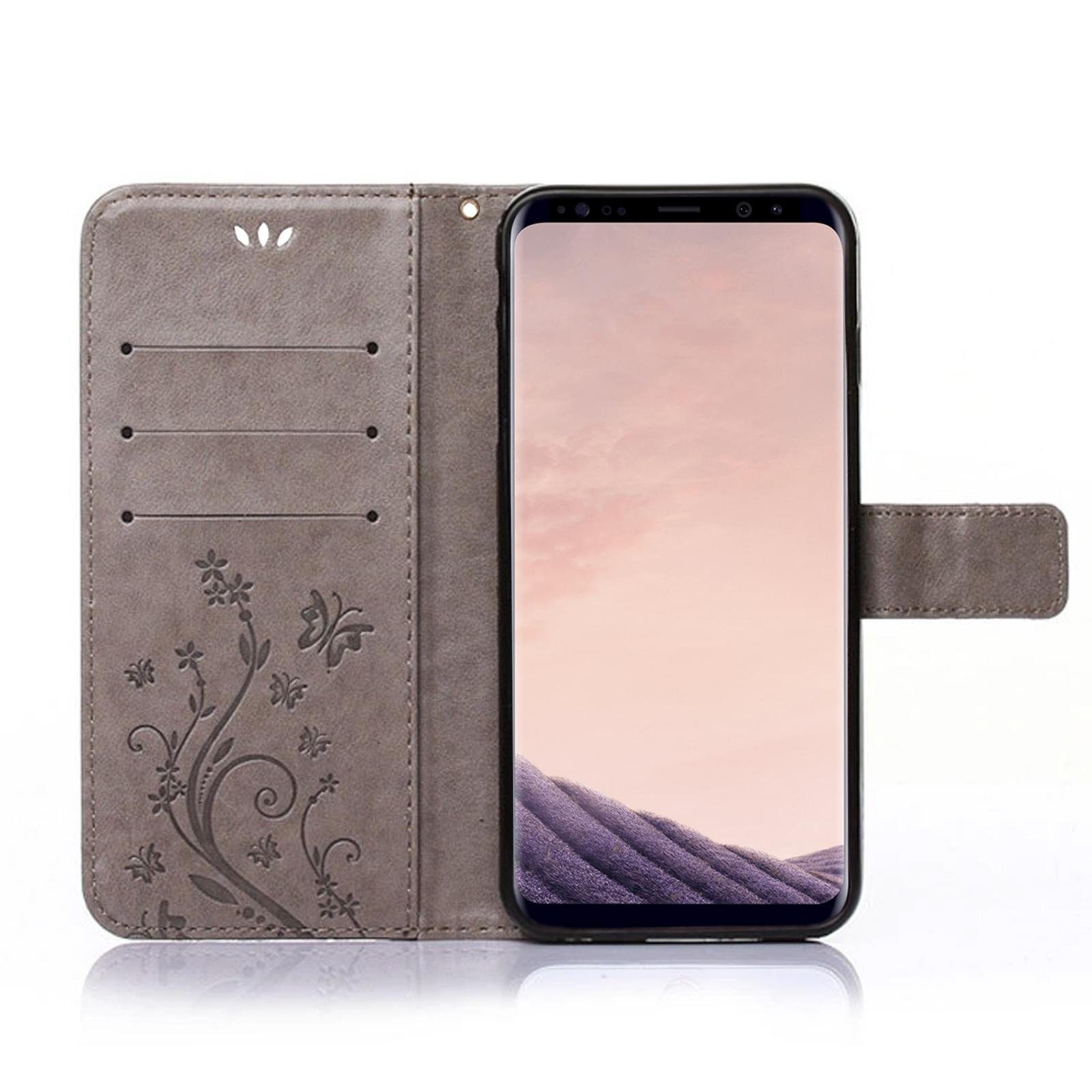 Numerva Handyhülle Bookstyle Flower für Samsung Galaxy S8, Handy Tasche Schutzhülle Klapphülle Flip Cover mit Blumenmuster