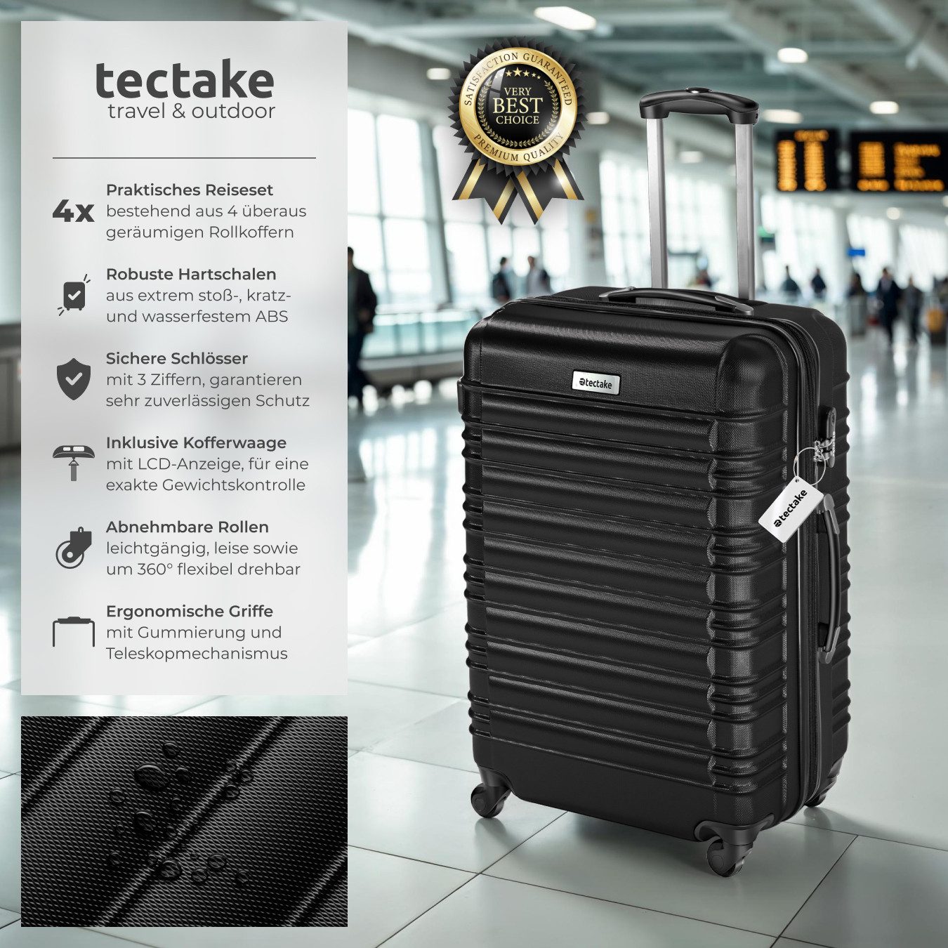 tectake Trolley Hartschalenkoffer-Set, 4 Rollen, 4-teilig günstig online kaufen
