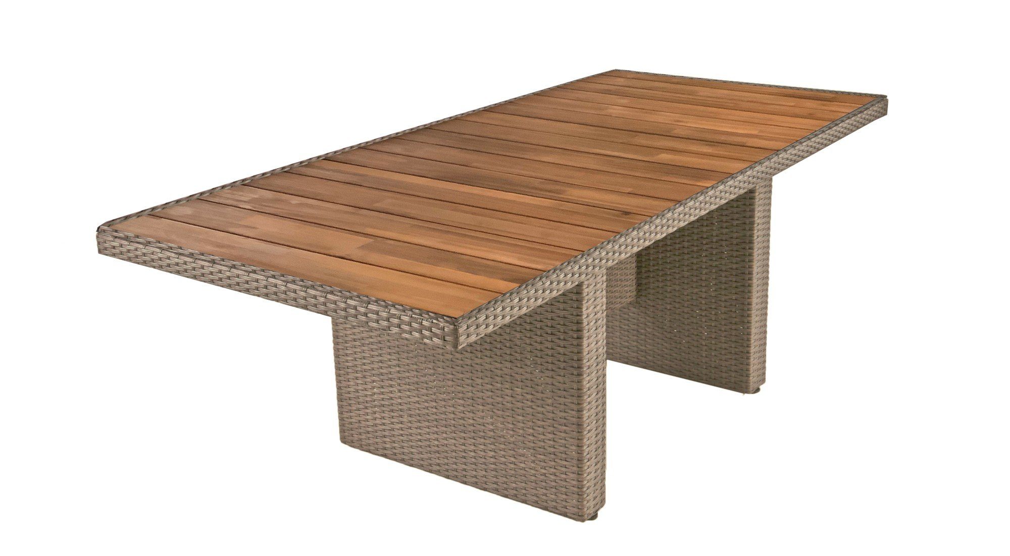 Garden Pleasure Gartentisch, Tisch BRAGA 180cm braun Polyrattan Akazietischmöbel Möbel