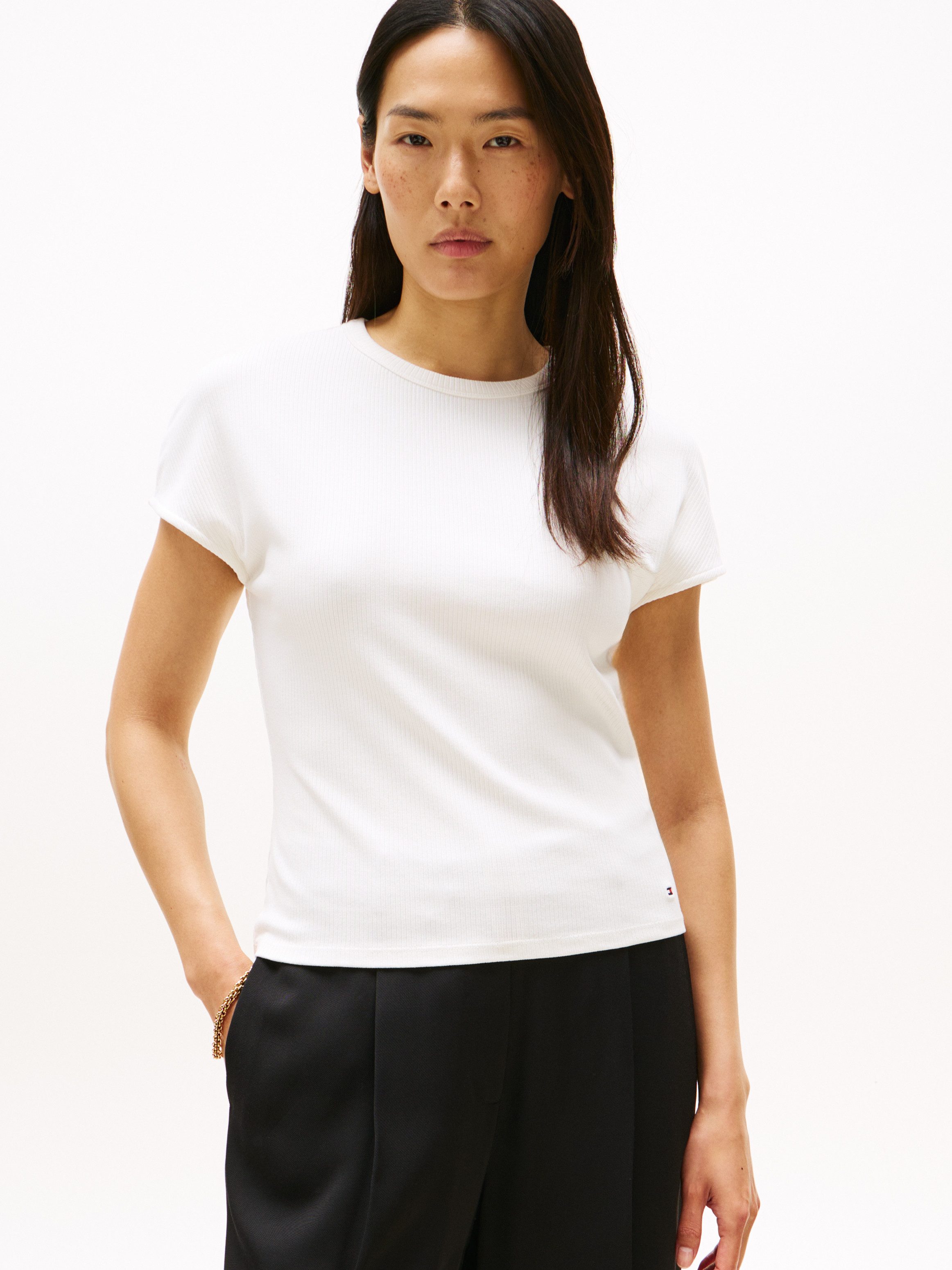 Tommy Hilfiger Kurzarmshirt 5X2 RIB SLIM C-NK CAP SLV TEE günstig online kaufen