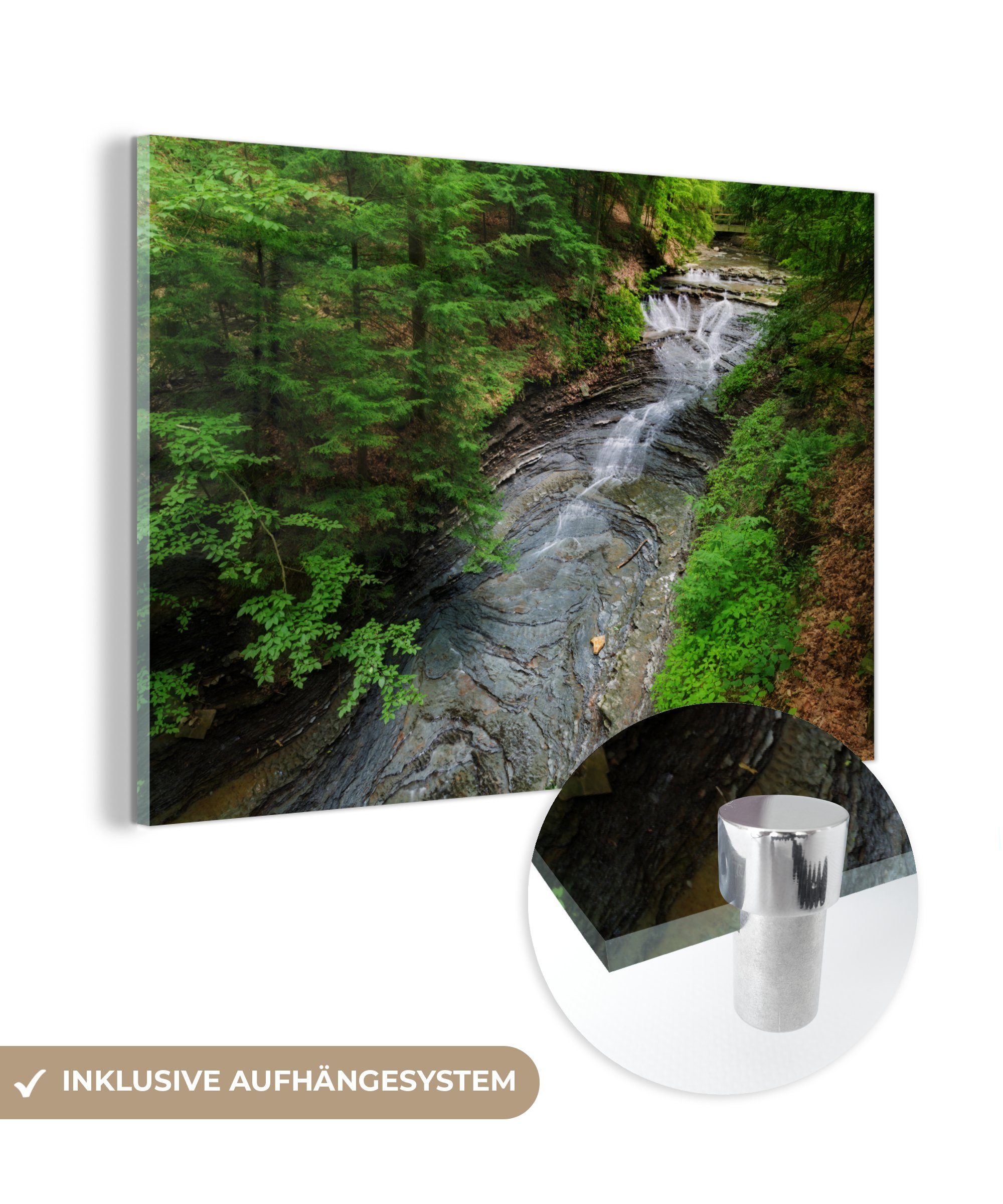 MuchoWow Acrylglasbild Langzeitbelichtung der Bridal Veil Falls im Cuyahoga Valley National, (1 St), Acrylglasbilder Wohnzimmer & Schlafzimmer