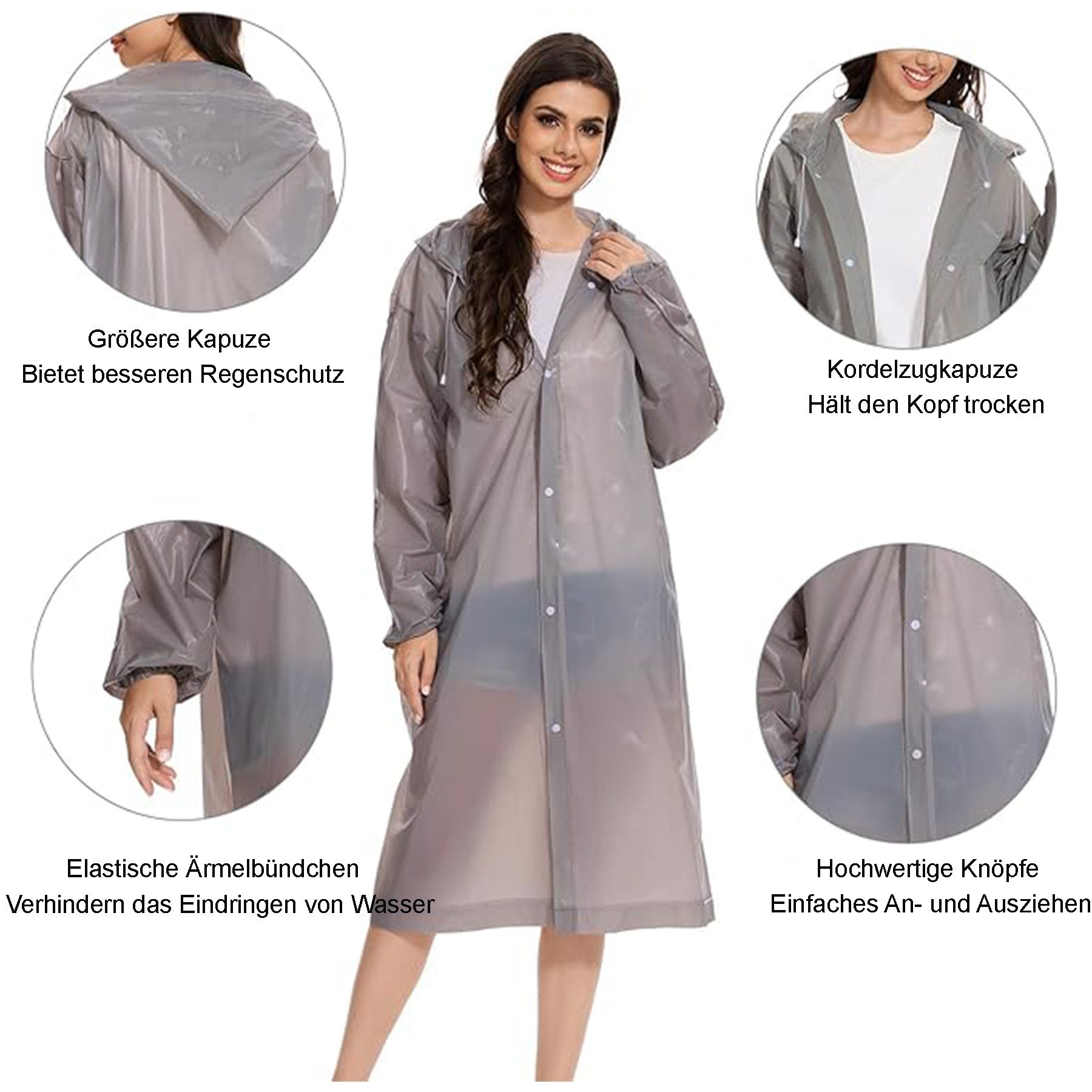 Mutig Regenjacke Regenponcho, Unisex Wiederverwendbar, 2 günstig online kaufen