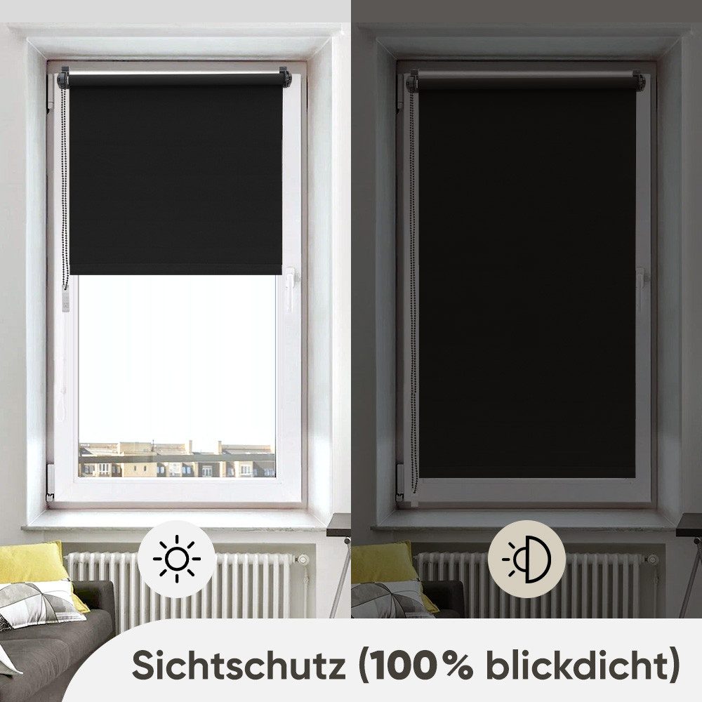 Rollo Seitenzugrollo Verdunkelungsrollo ohne Bohren verdunkelnd Rollo, Sekey, verspannt, Klemmfix, Seitenzugrollo,Sonnenschutz & Sichtschutz,Bestellbreite = Stoffbreite