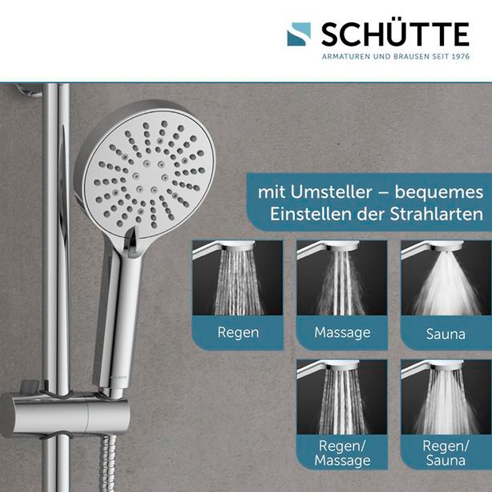 Schütte Stangenbrause-Set, Höhe 70 cm, 3 Strahlart(en), Komplett-Set, Duschset zum Kleben, ohne Bohren, Duschkopf mit Schlauch und Halterung