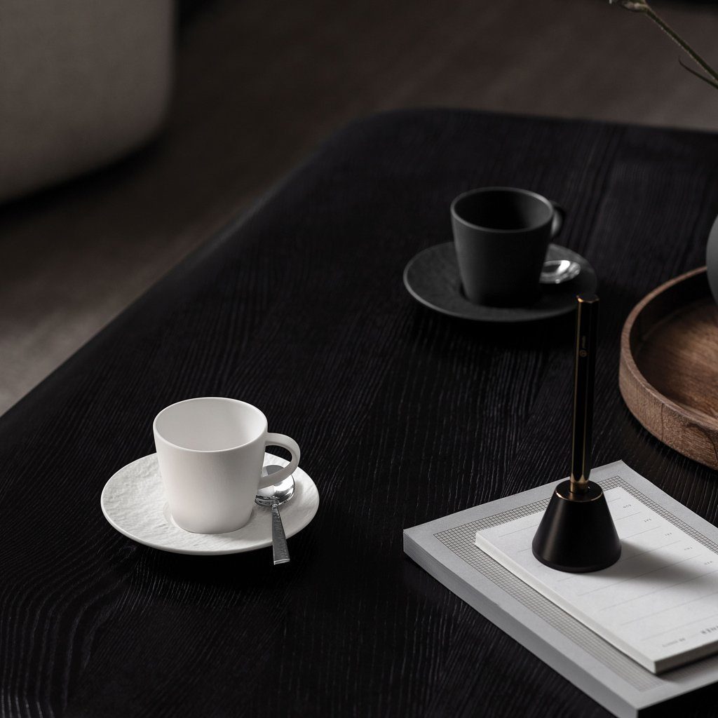 Villeroy & Boch Untertasse Manufacture Rock Espressountertasse Set, (6 St), Premium Porcelain, mikrow.- & spülm.sicher, Made in Germany
