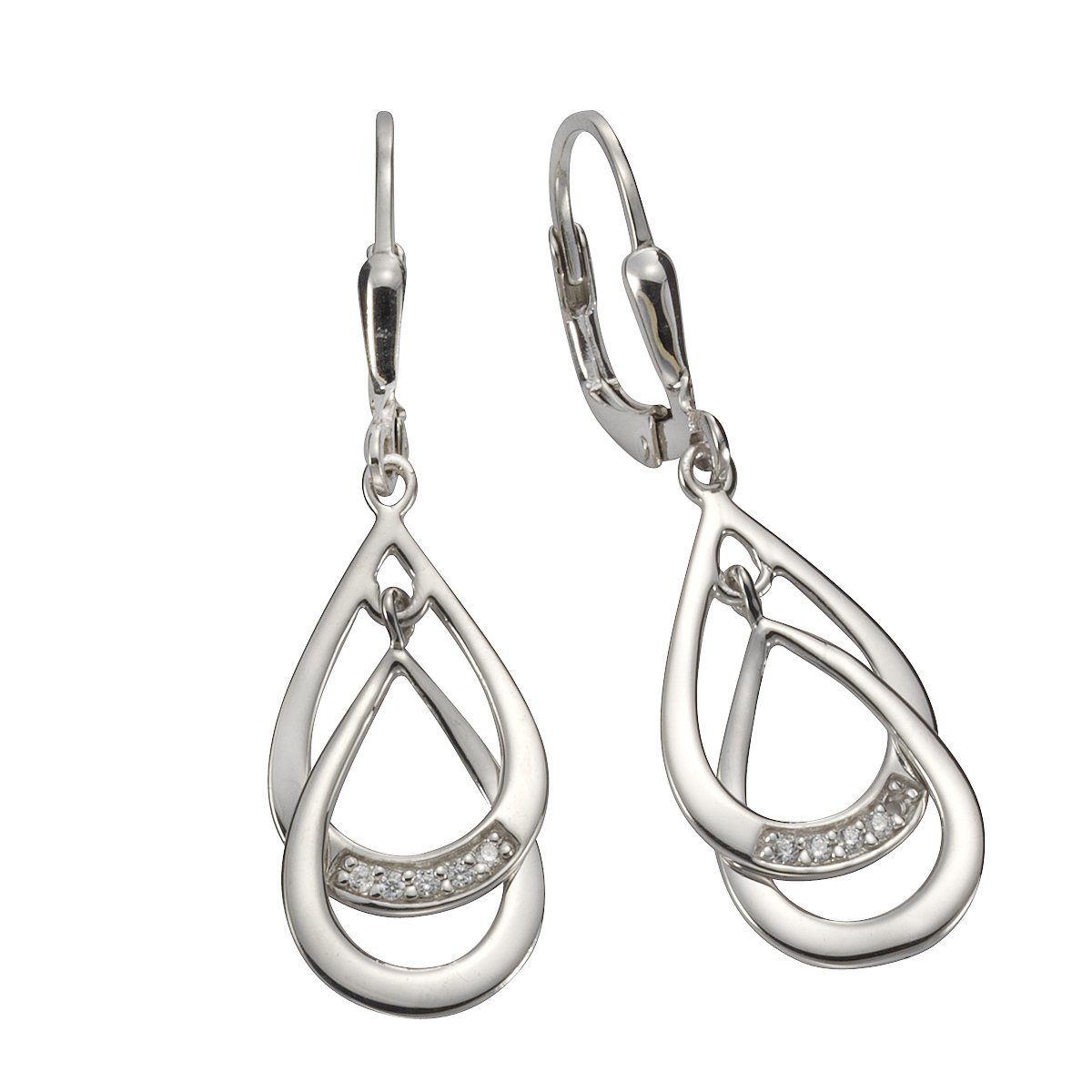 Paar Ohrhänger 925 Sterling Silber Zirkonia