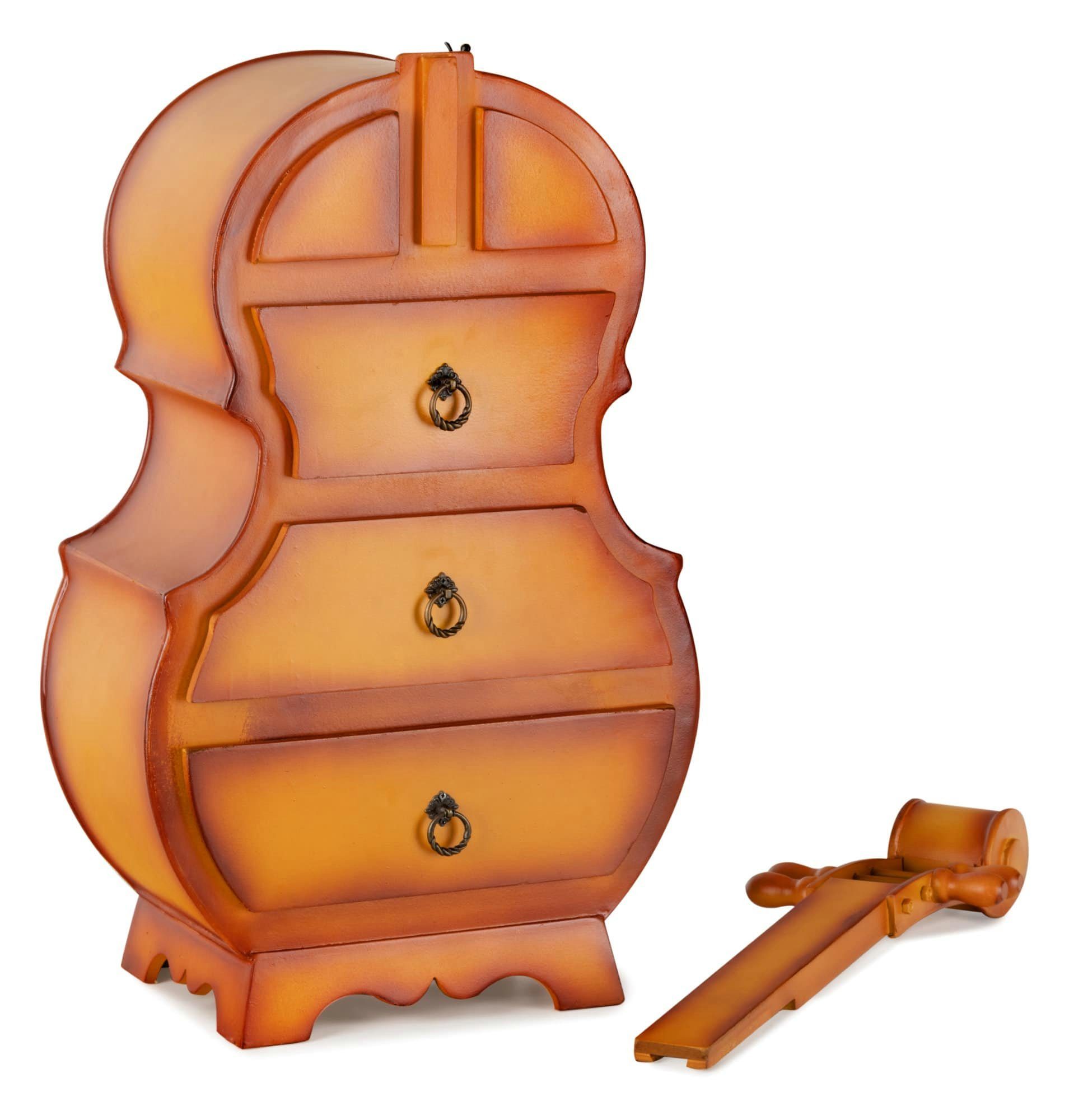 mit im Sunburst Nachtkommode), 3 Schrankkommode Stradivino Stagecaptain Schubladenkommode (Rustikale Kommode Design Schubkästen SK-1013 Cello