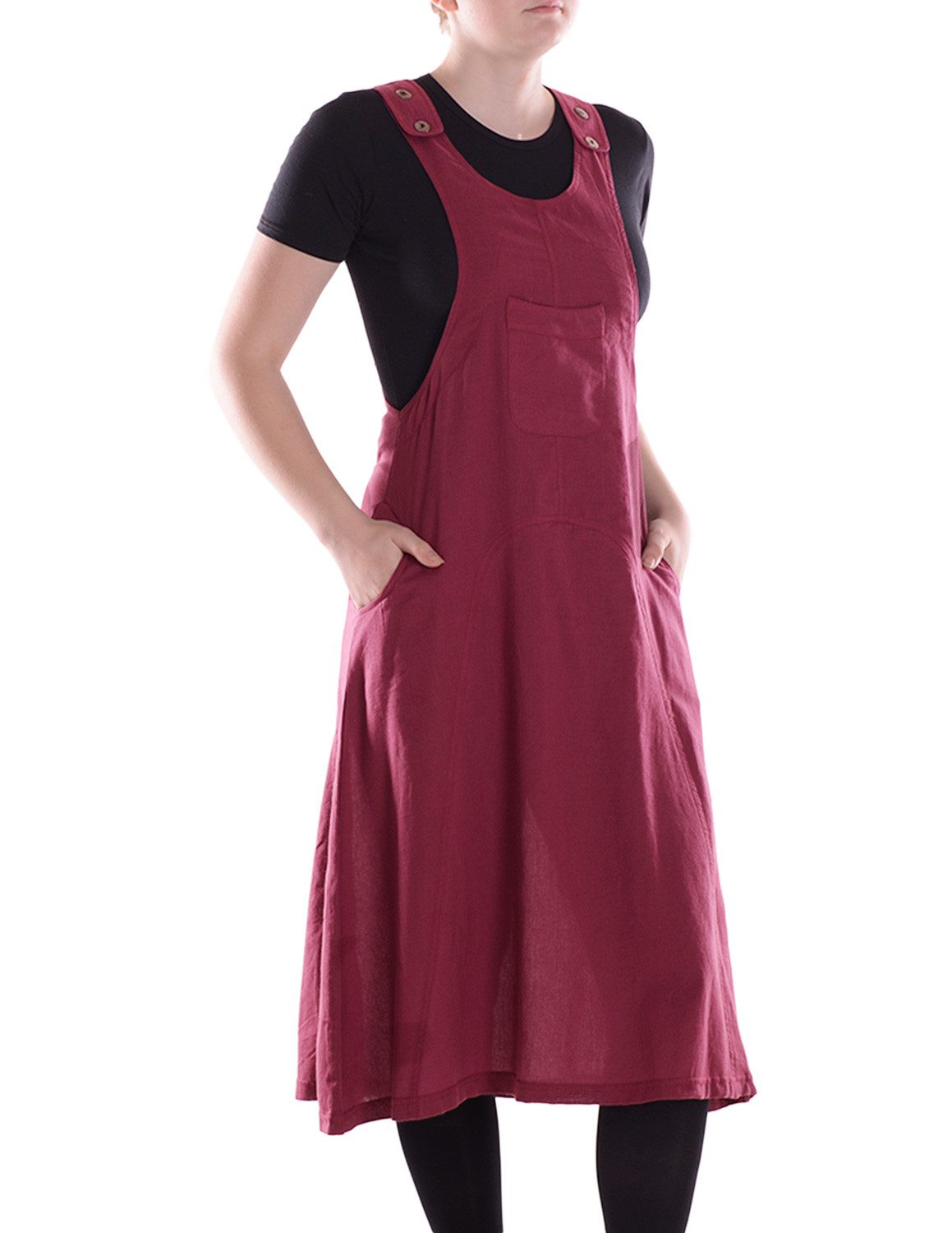 Vishes Midikleid Damen Wadenlang Kleid Baumwolle günstig online kaufen