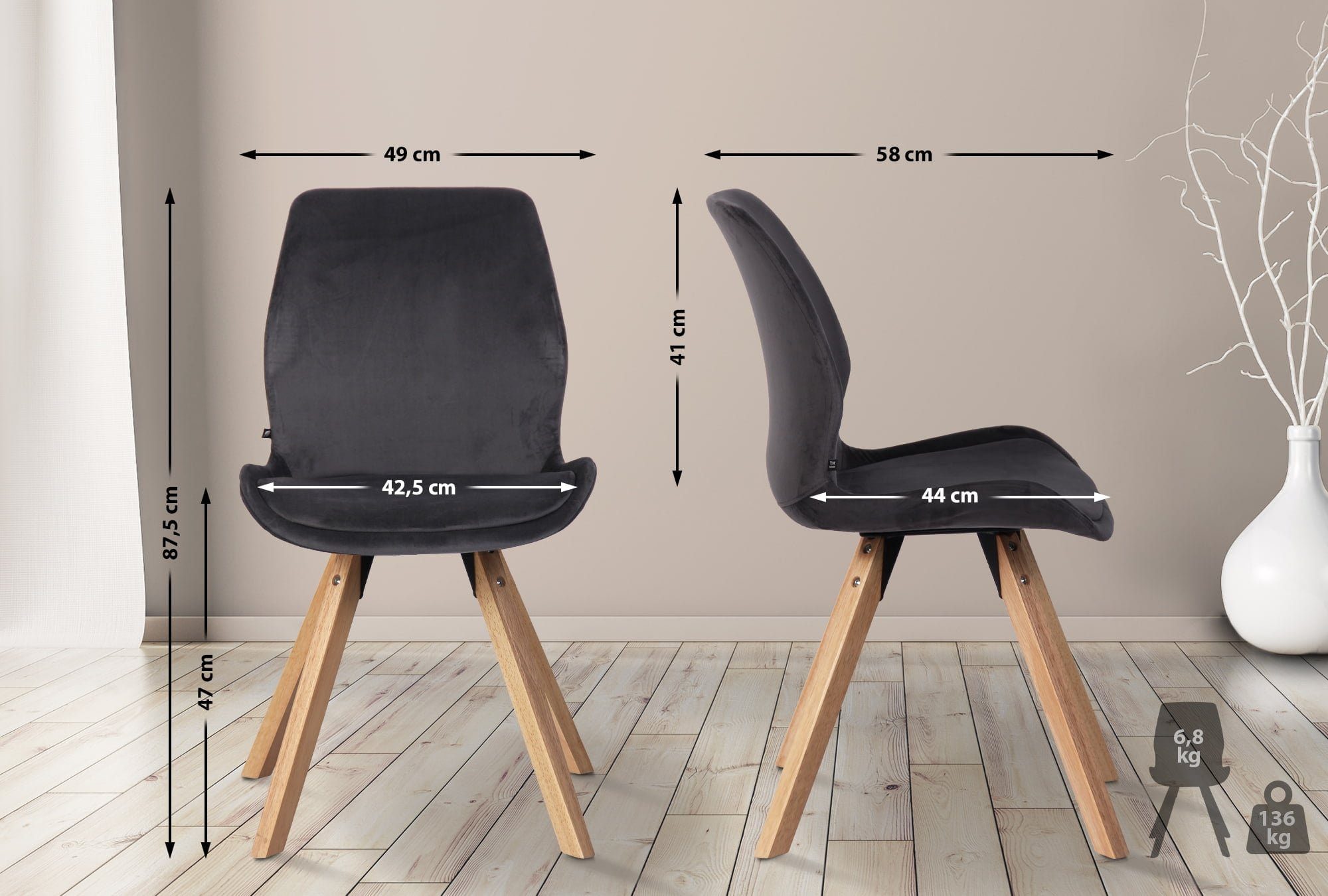 CLP Esszimmerstuhl Luna (2er Set), Kunststoff/ günstig online kaufen