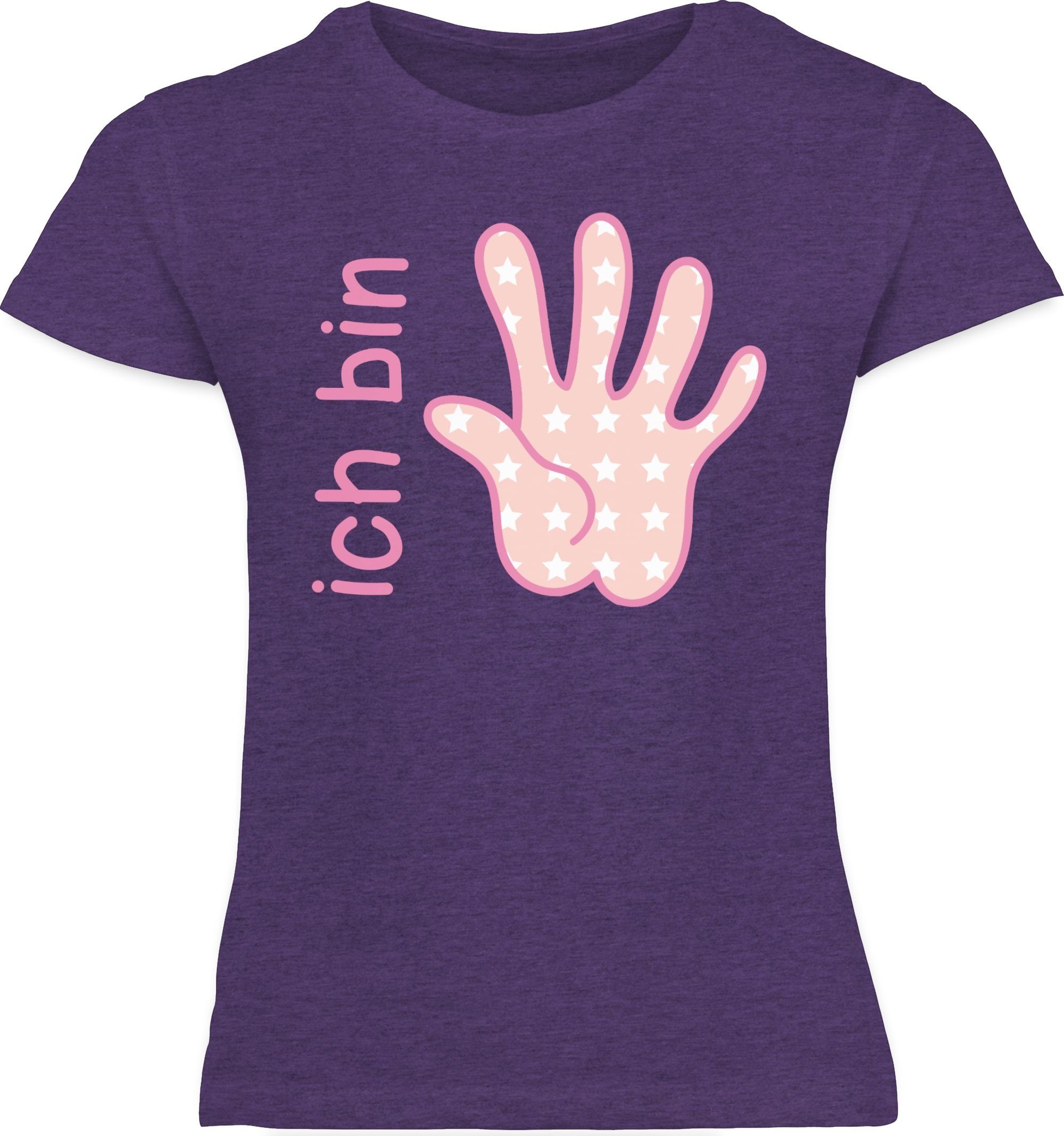 bin 5. rosa Zeichensprache Ich 2 Meliert Shirtracer fünf Lila T-Shirt Geburtstag