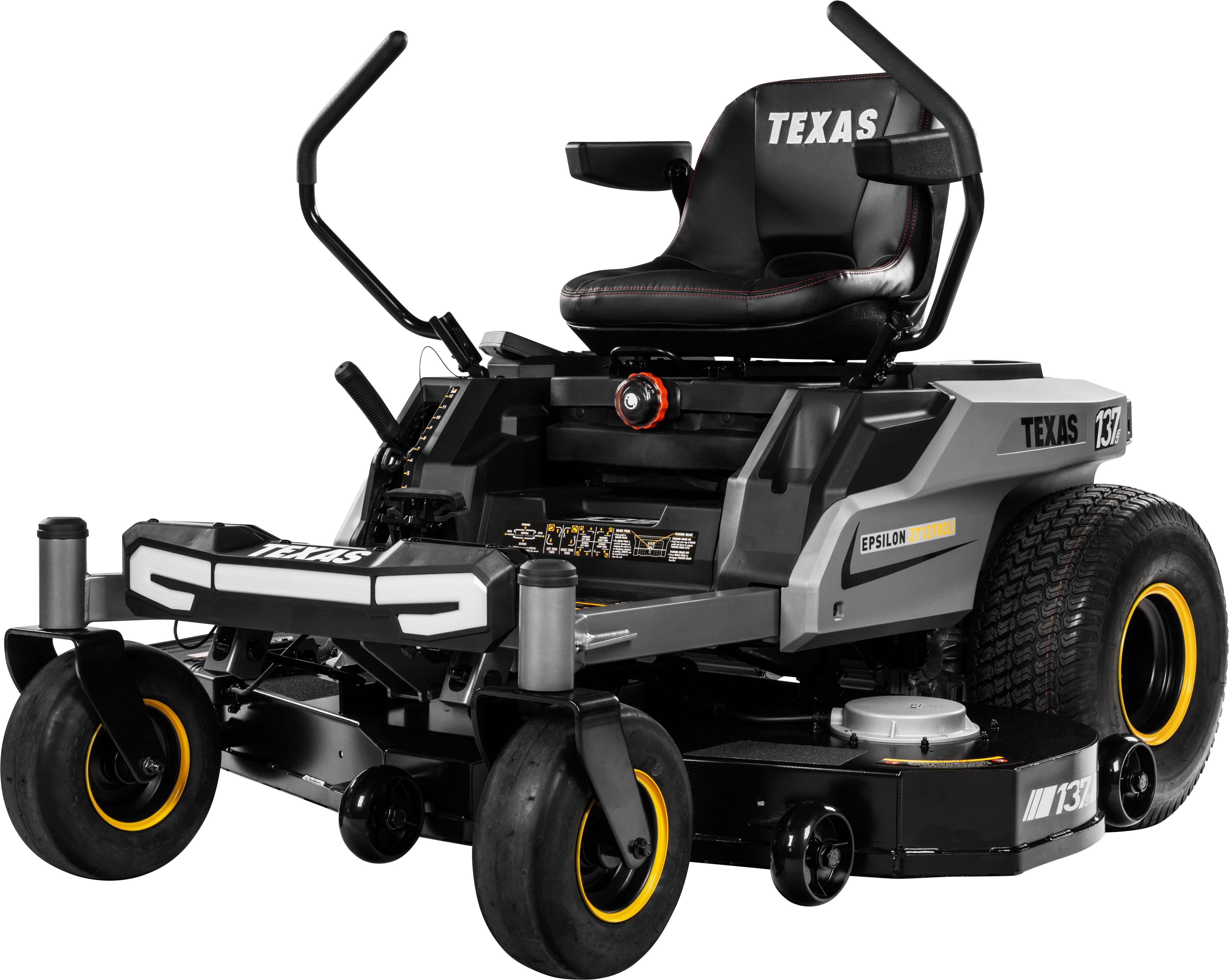 Texas Akku-Rasentraktor Epsilon ZT13700Li, 137 cm Schnittbreite, inkl. Ladegerät, Mulchstopfen und Seitenauswurf, 72 V Akku, 12 Schnitthöhen