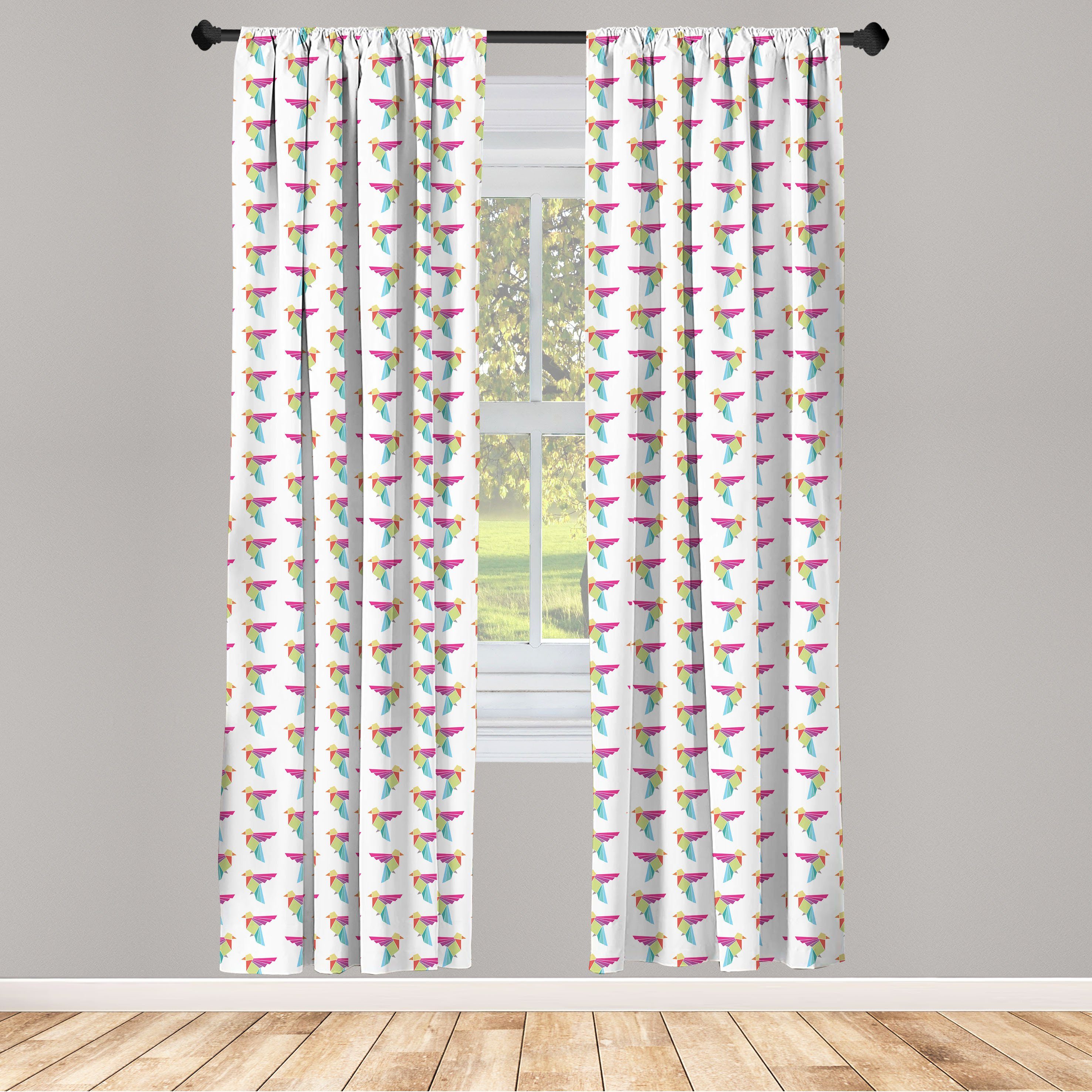 Gardine Vorhang für Wohnzimmer Schlafzimmer Dekor, Abakuhaus, Microfaser, Vogel Japanische Papierkunst Origami