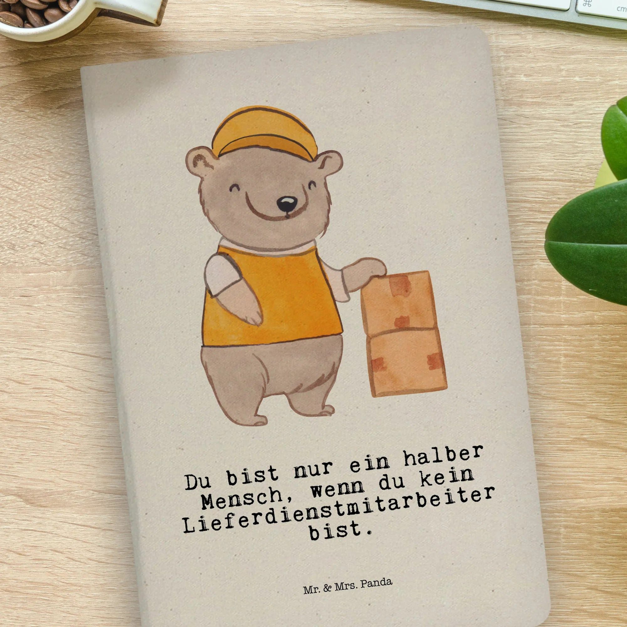 Thumbnail - Mr. & Mrs. Panda Notizbuch Lieferdienstmitarbeiter Herz - Transparent - Geschenk, Natur Notizbuc Mr. & Mrs. Panda, Kreat...