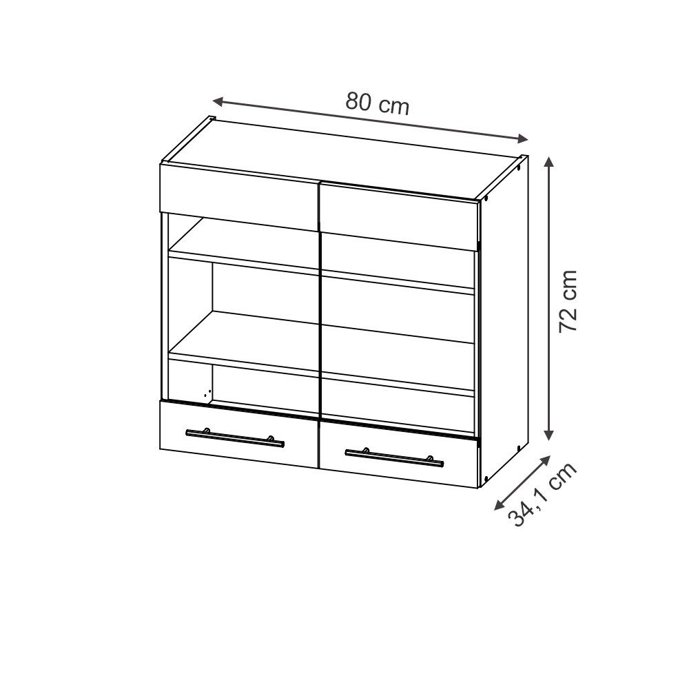 Vicco Glashängeschrank Fame-Line, Dunkelblau Hochglanz/Anthrazit, 80 cm (1-St)
