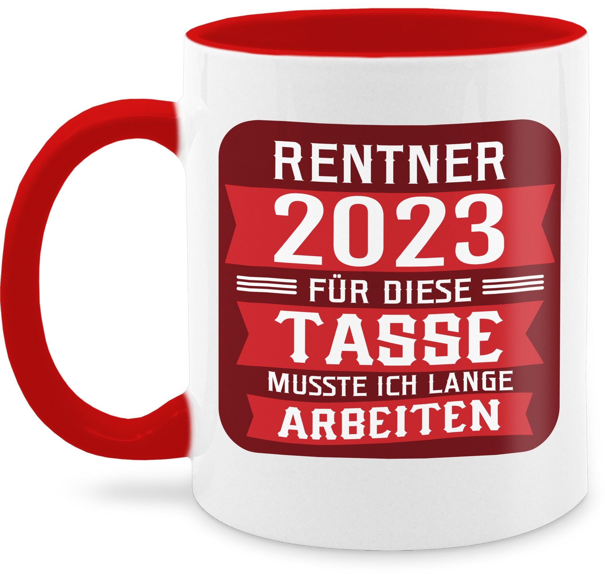 Shirtracer Tasse Rentner 2023 - rot, Keramik, Rente Geschenk Kaffeetasse 2 Rot