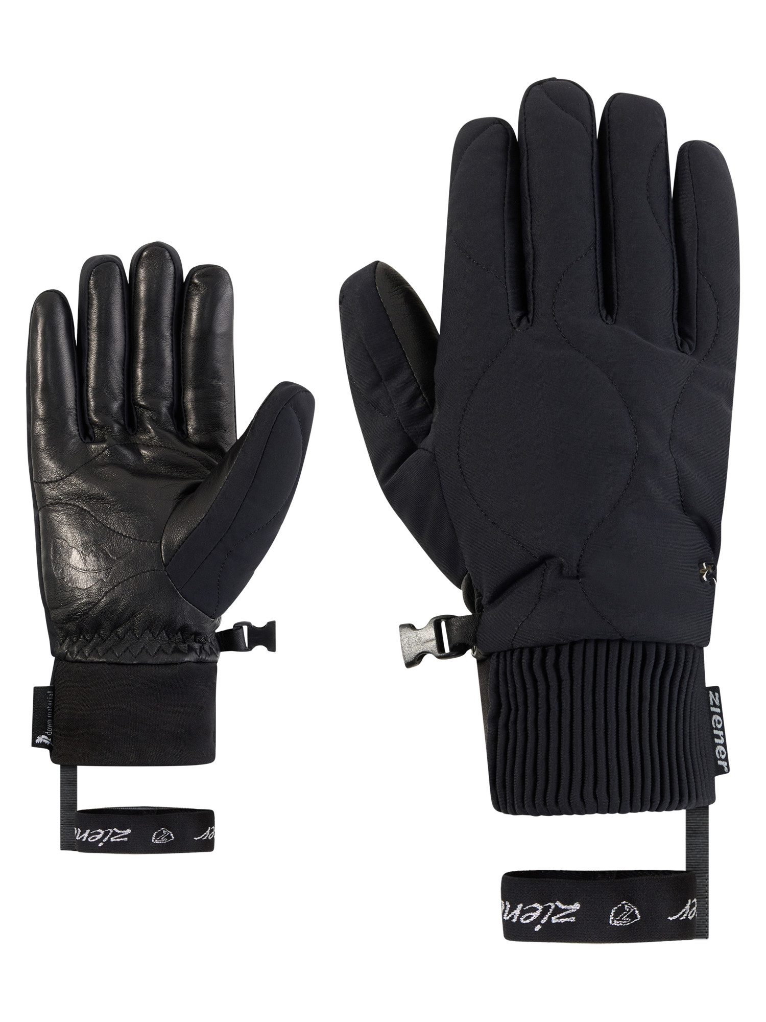 Ziener Skihandschuhe KYMARY-Z AQUASHIELD® DAUNENFÜTTERUNG DAMEN wasserdicht, winddicht, extra warm, Lederinnenhand, Plüschfutter